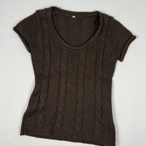 Brown knitted tee short sleeves jumper (S/M)
