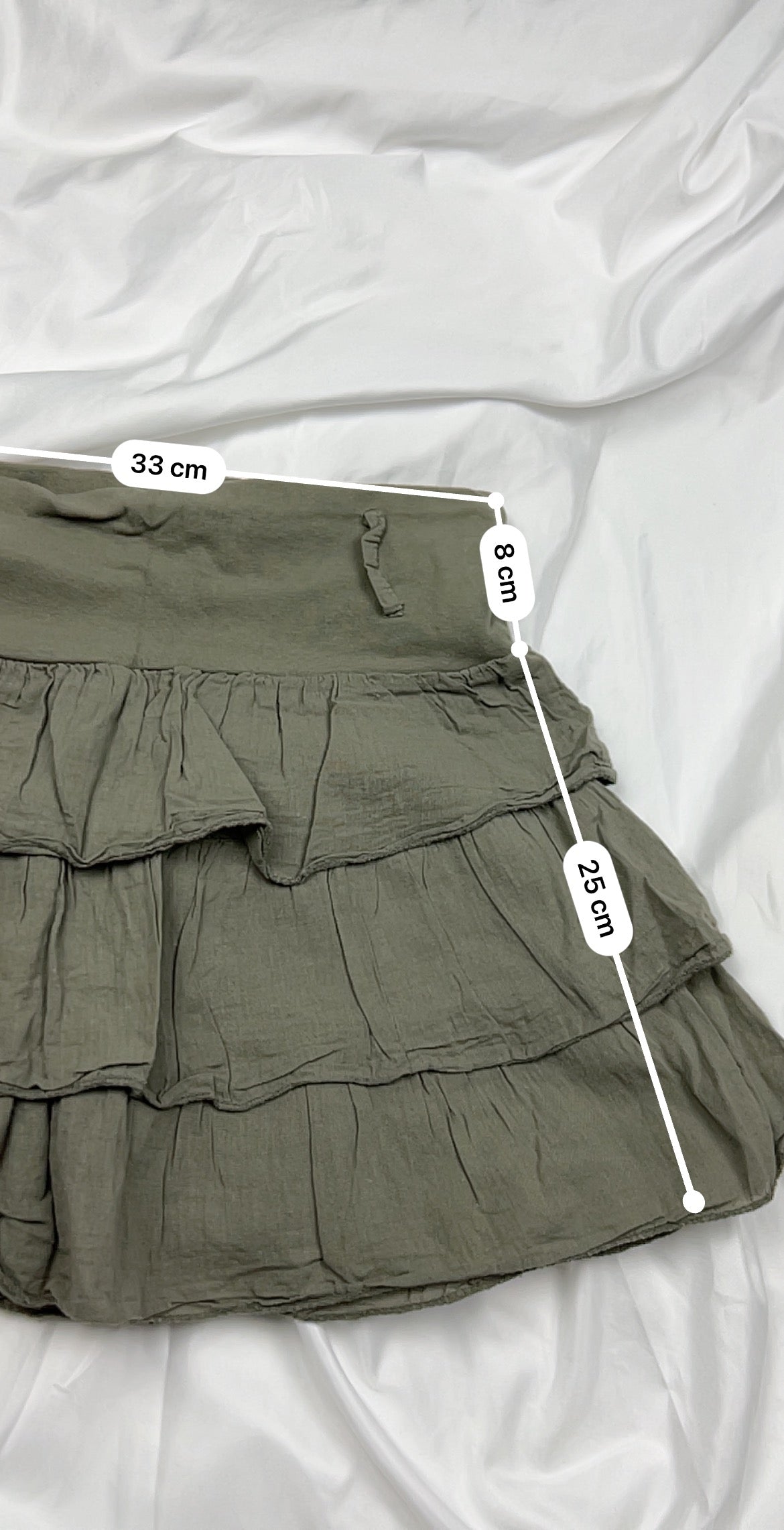 Khaki cotton mini / micro low rise pleated skirt (S)