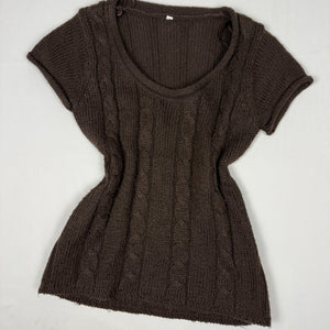 Brown knitted tee short sleeves jumper (S/M)