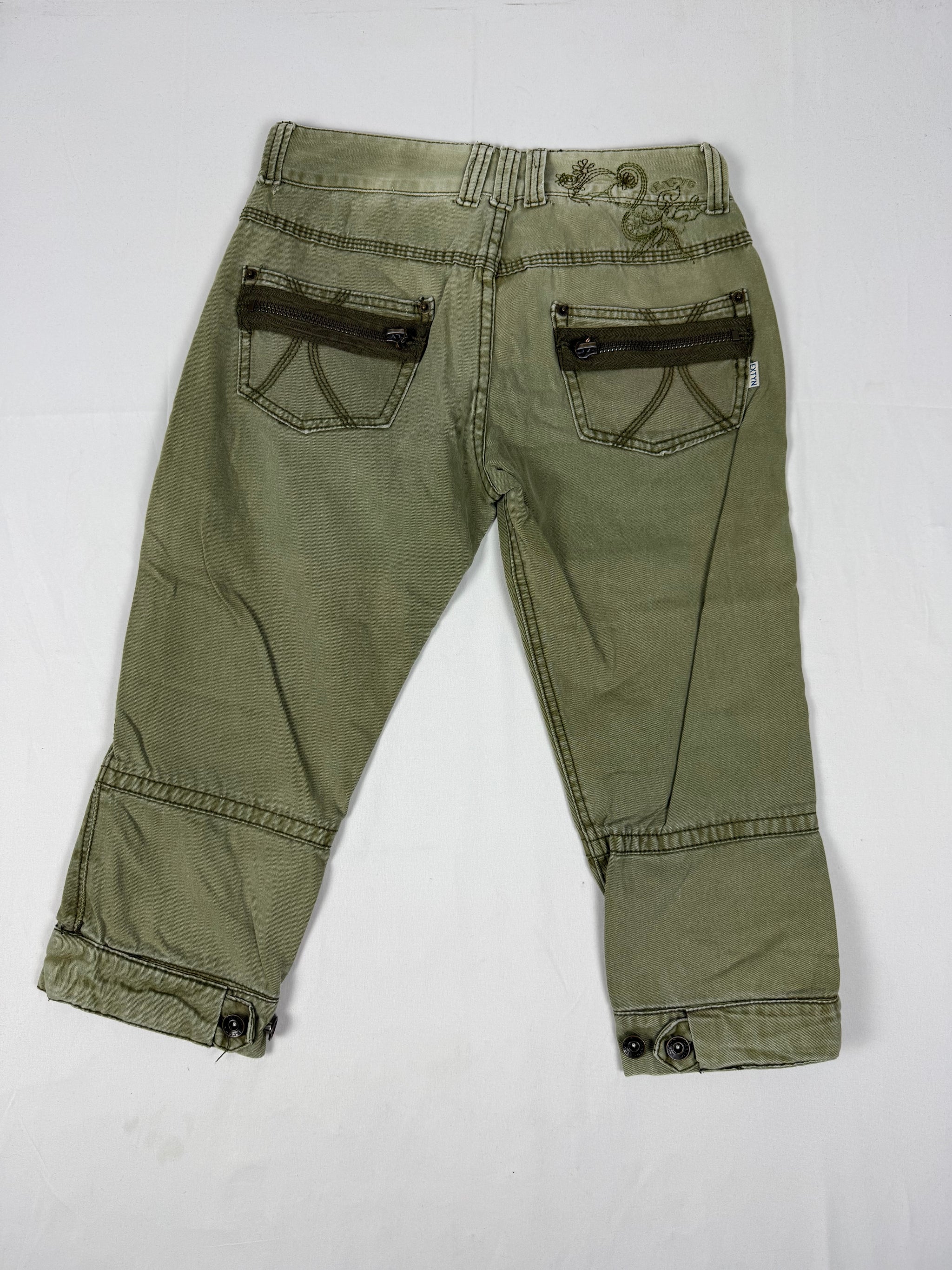 Khaki low rise denim capri pants (S)
