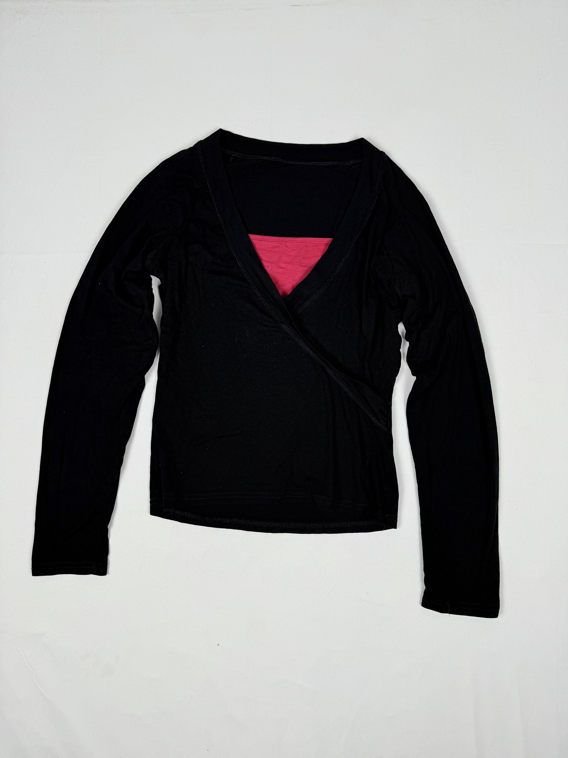 Black cotton tight fit long sleeves top (XS/S)