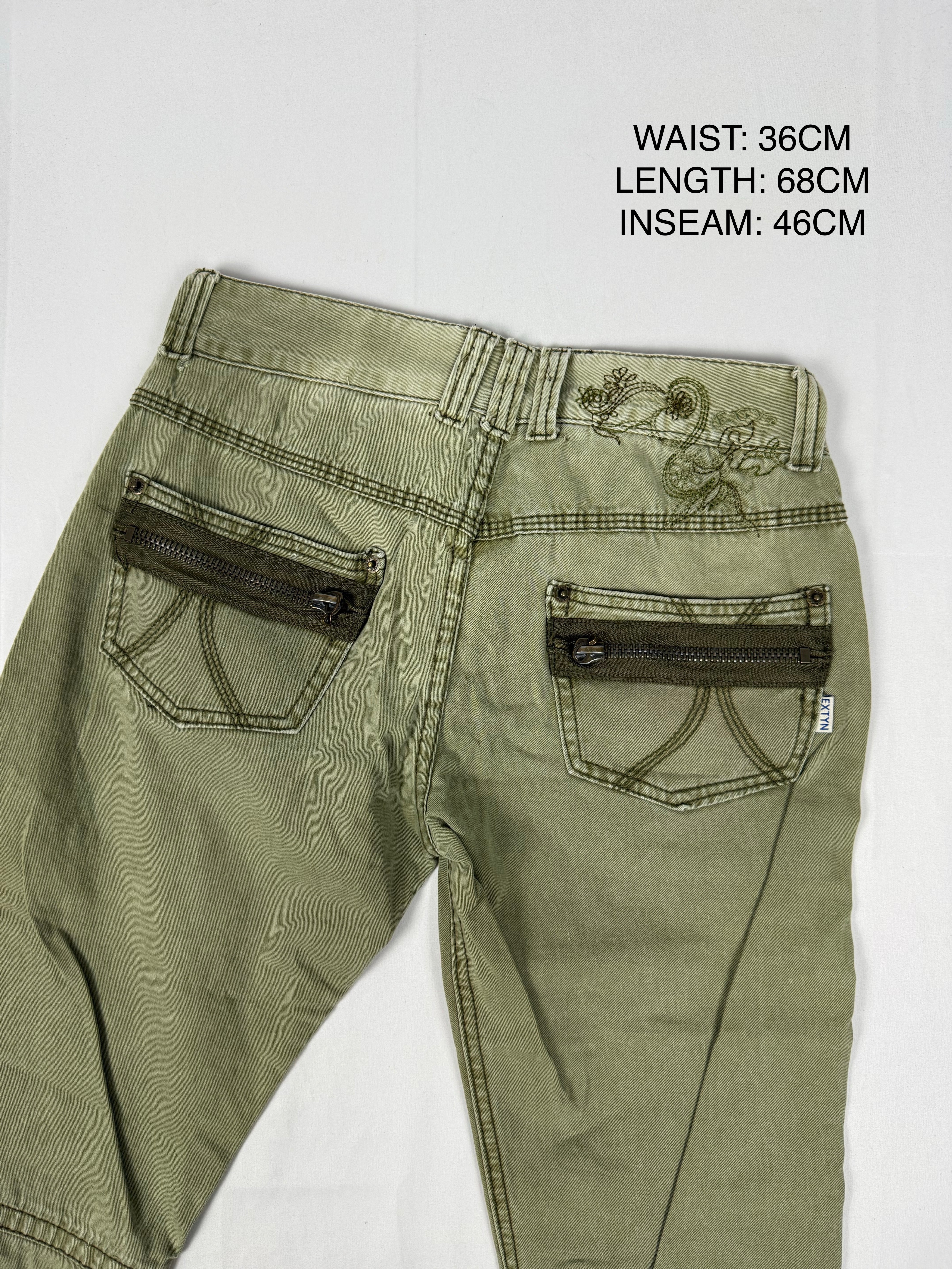 Khaki low rise denim capri pants (S)