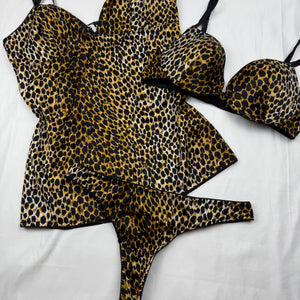 Panther silky underwear set bra + thong FR 90C (S)