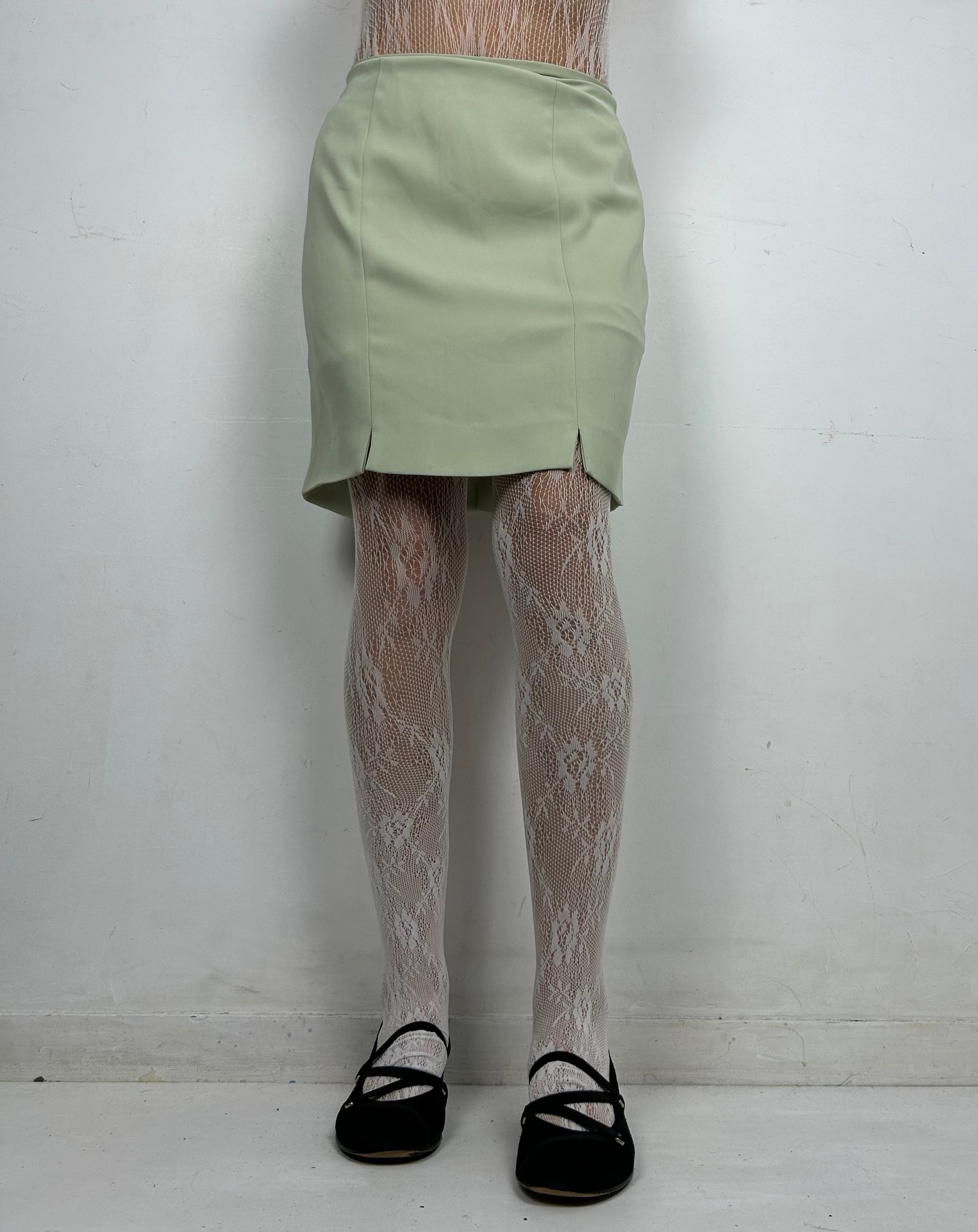 Light green midi office skirt (S)