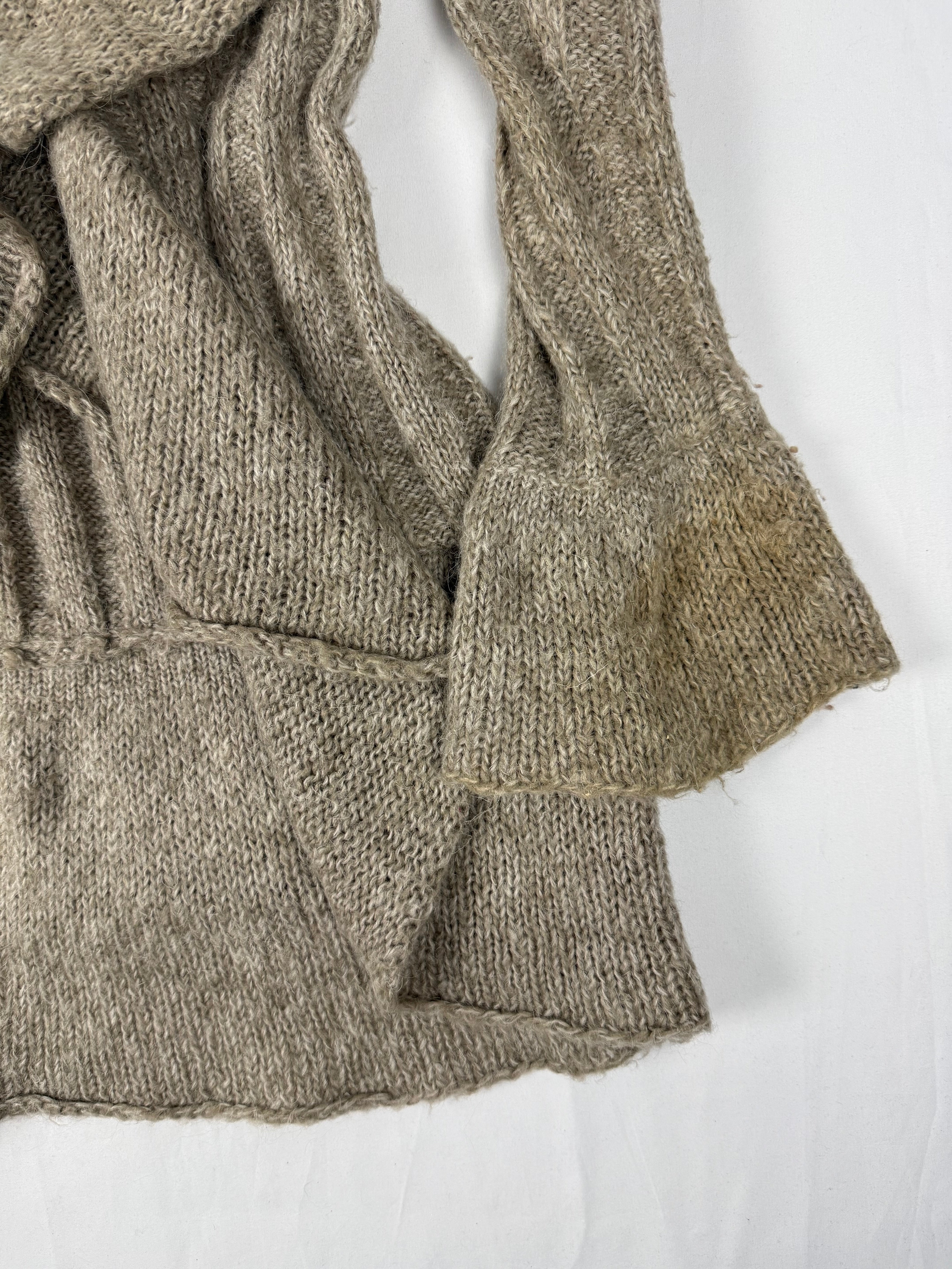 Beige fur neck cardigan jumper (L)