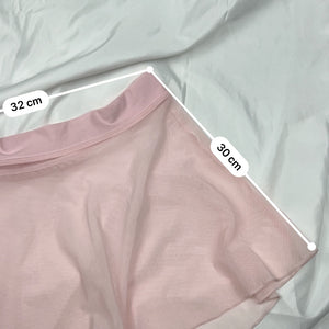 Baby pink mesh mini / micro low rise pleated skirt (S)