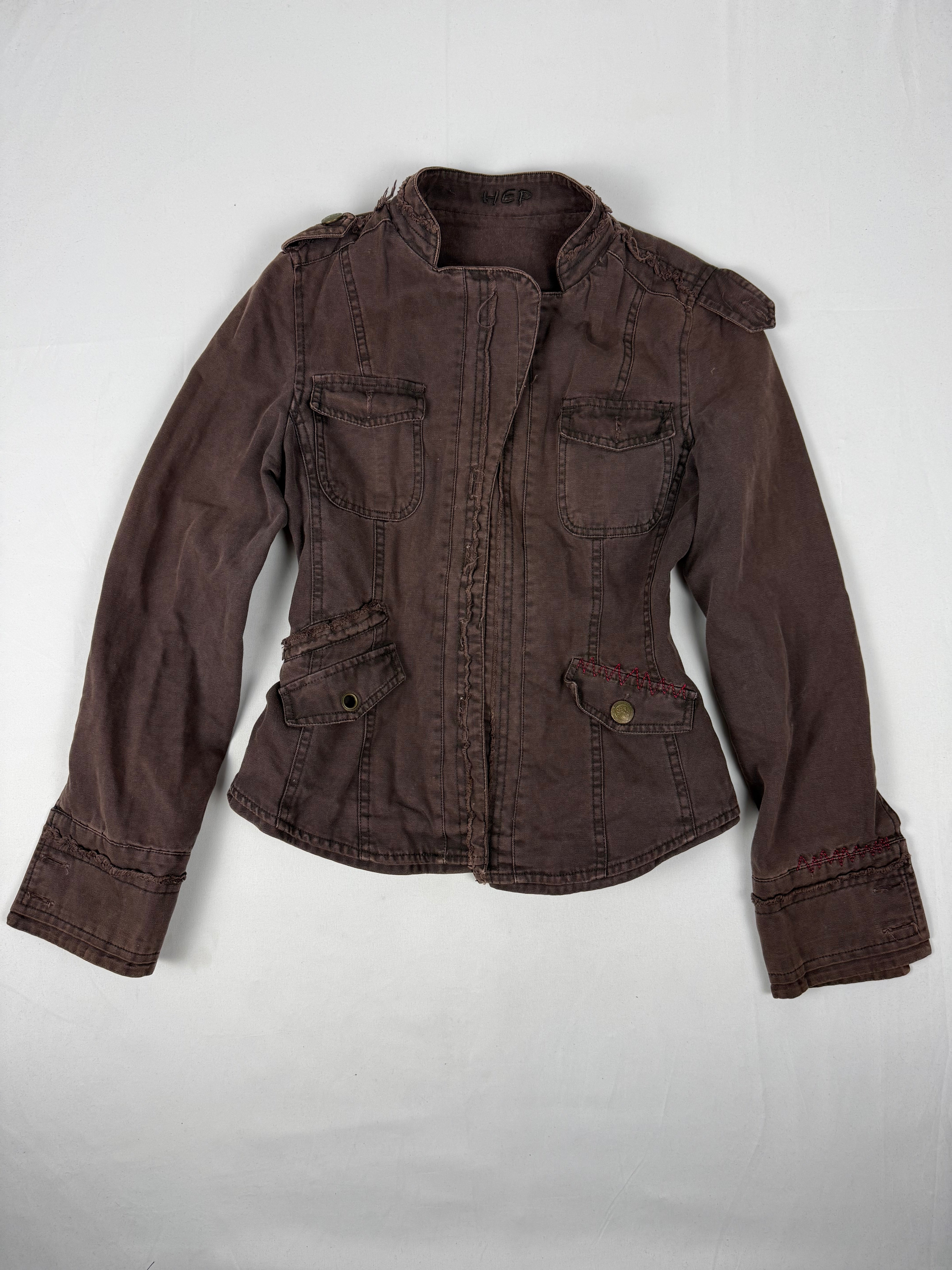 Brown denim tight fit jacket (S)