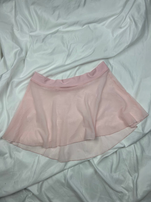 Baby pink mesh mini / micro low rise pleated skirt (S)