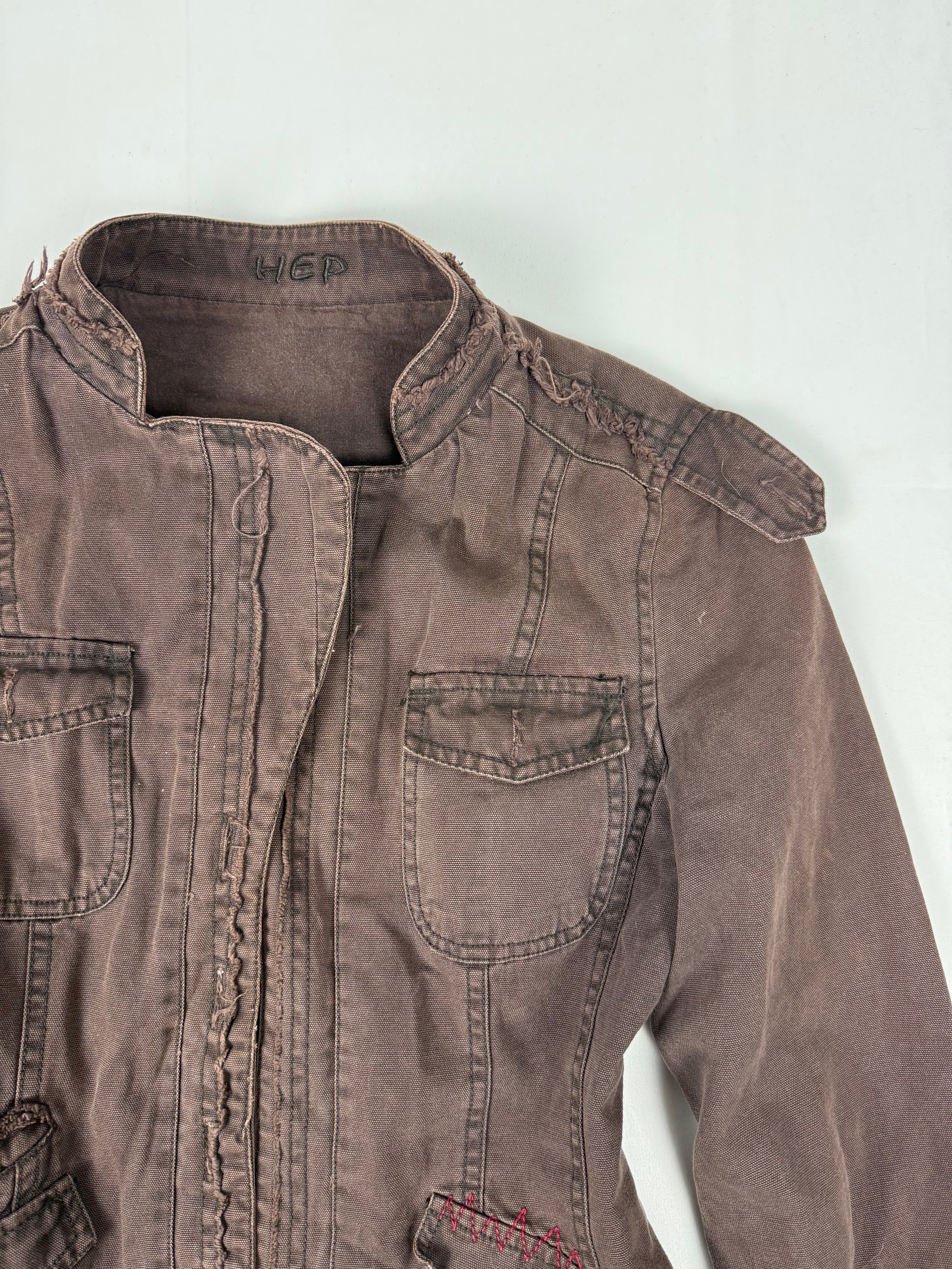 Brown denim tight fit jacket (S)