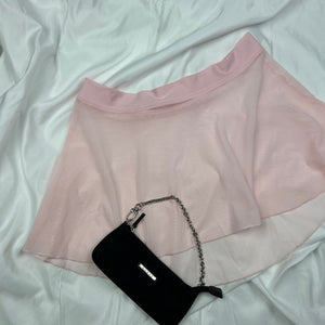 Baby pink mesh mini / micro low rise pleated skirt (S)