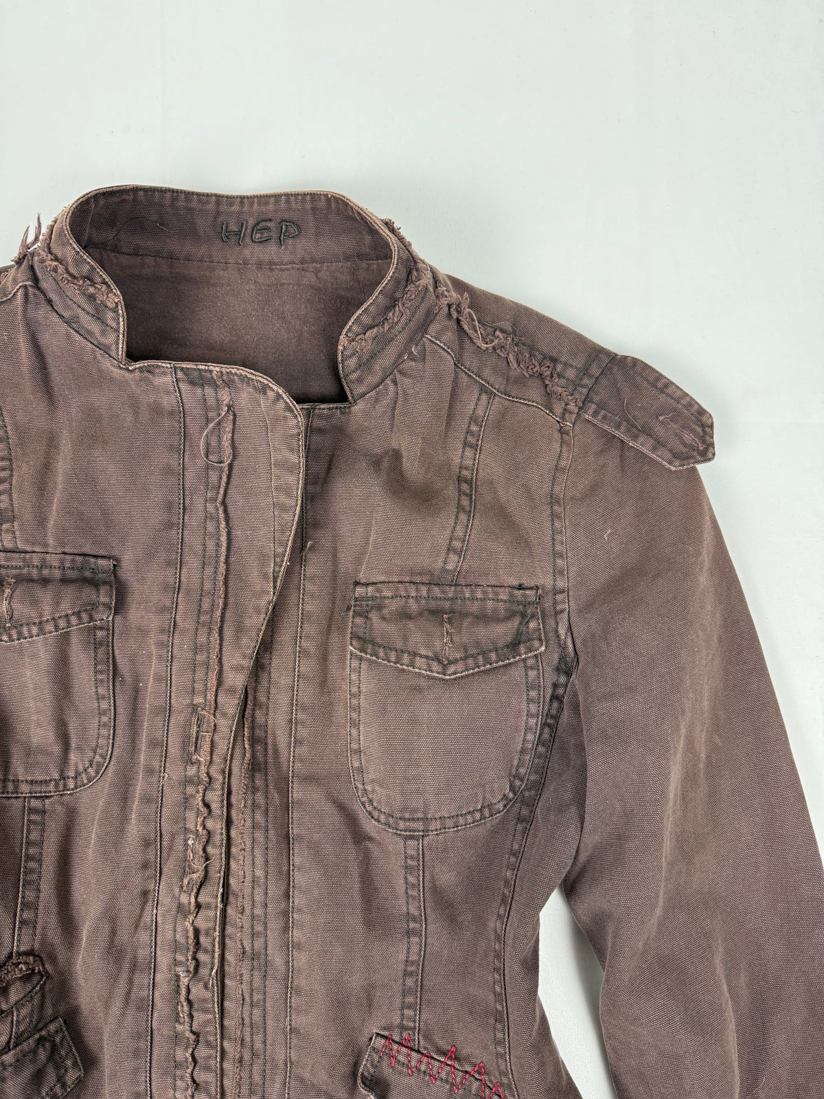 Brown denim tight fit jacket (S)