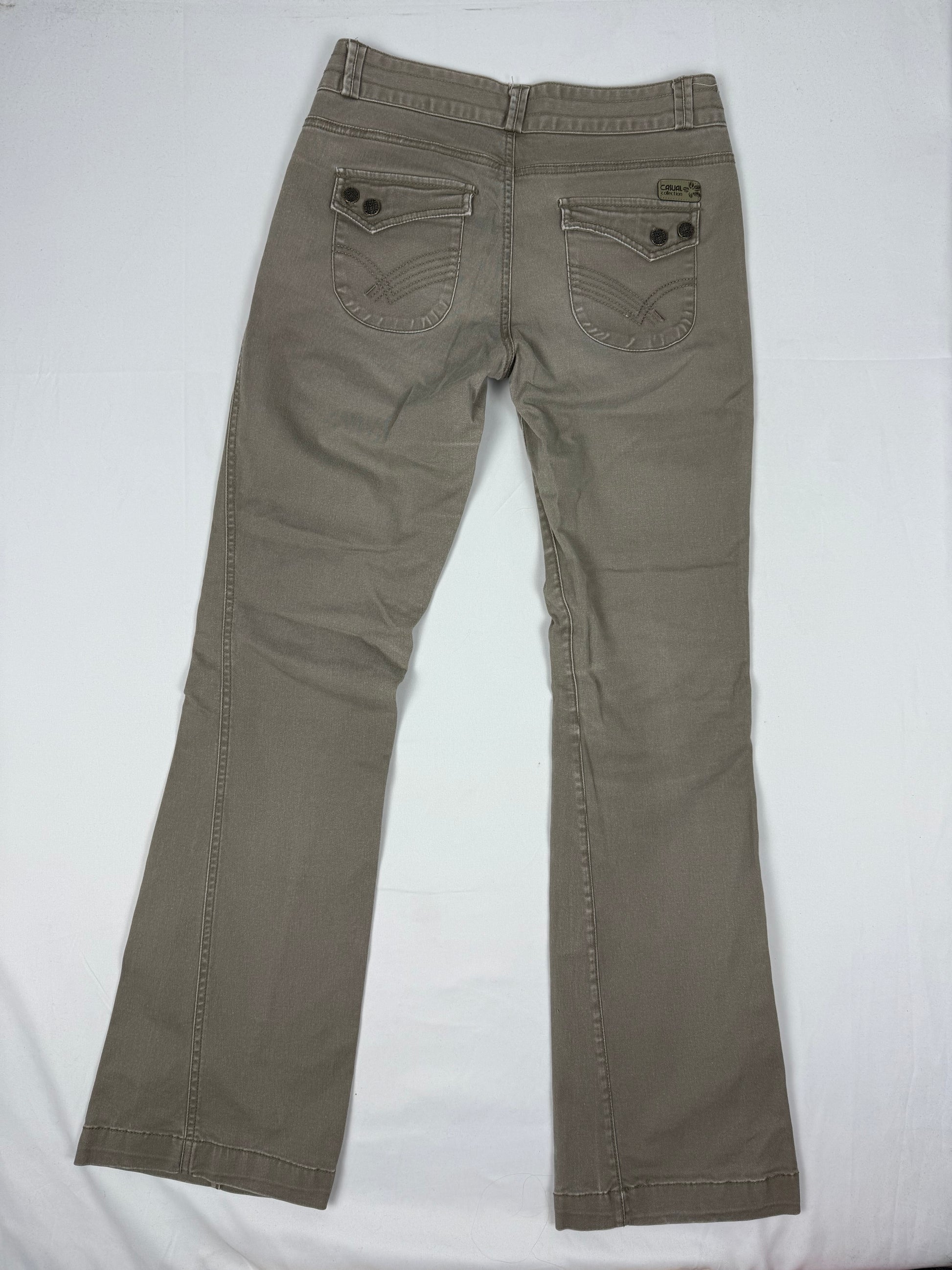 Khaki low rise flare pants (S)