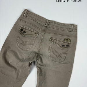 Khaki low rise flare pants (S)