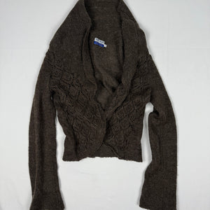 Brown crochet mohair cardigan jumper (S)