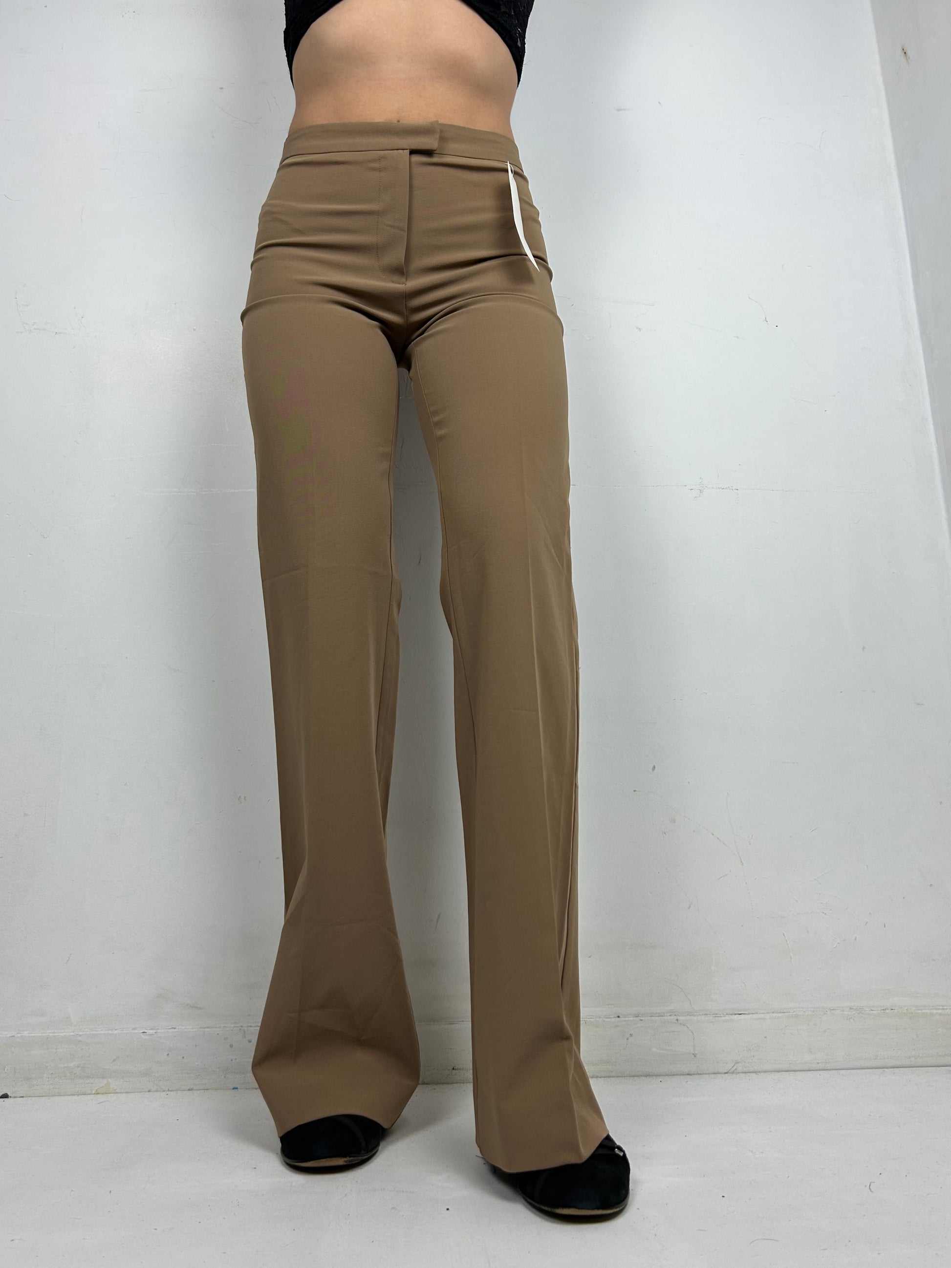 Beige office low waist flare / bootcut pants (S)