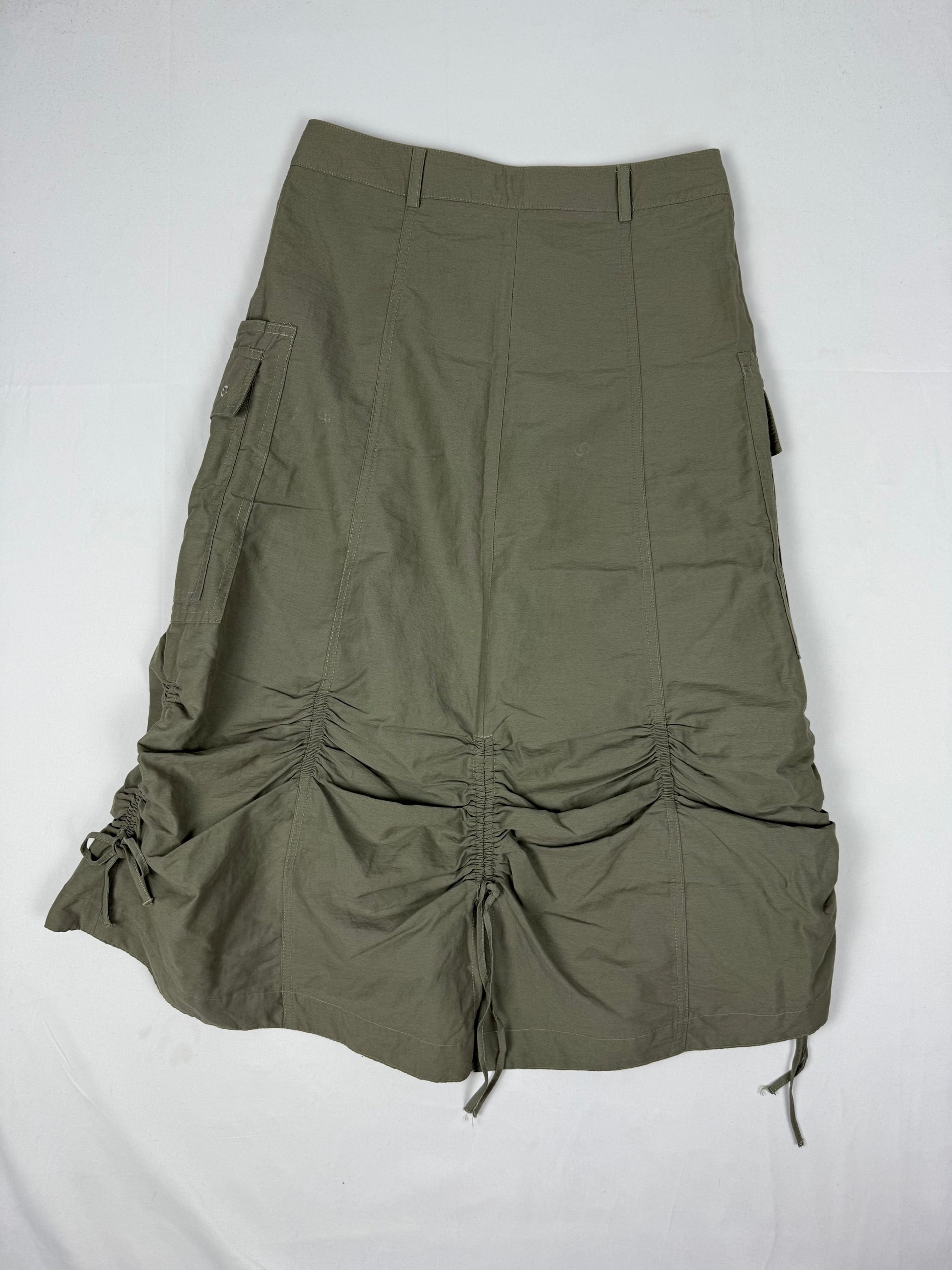 Khaki ruched cargo maxi skirt (S/M)