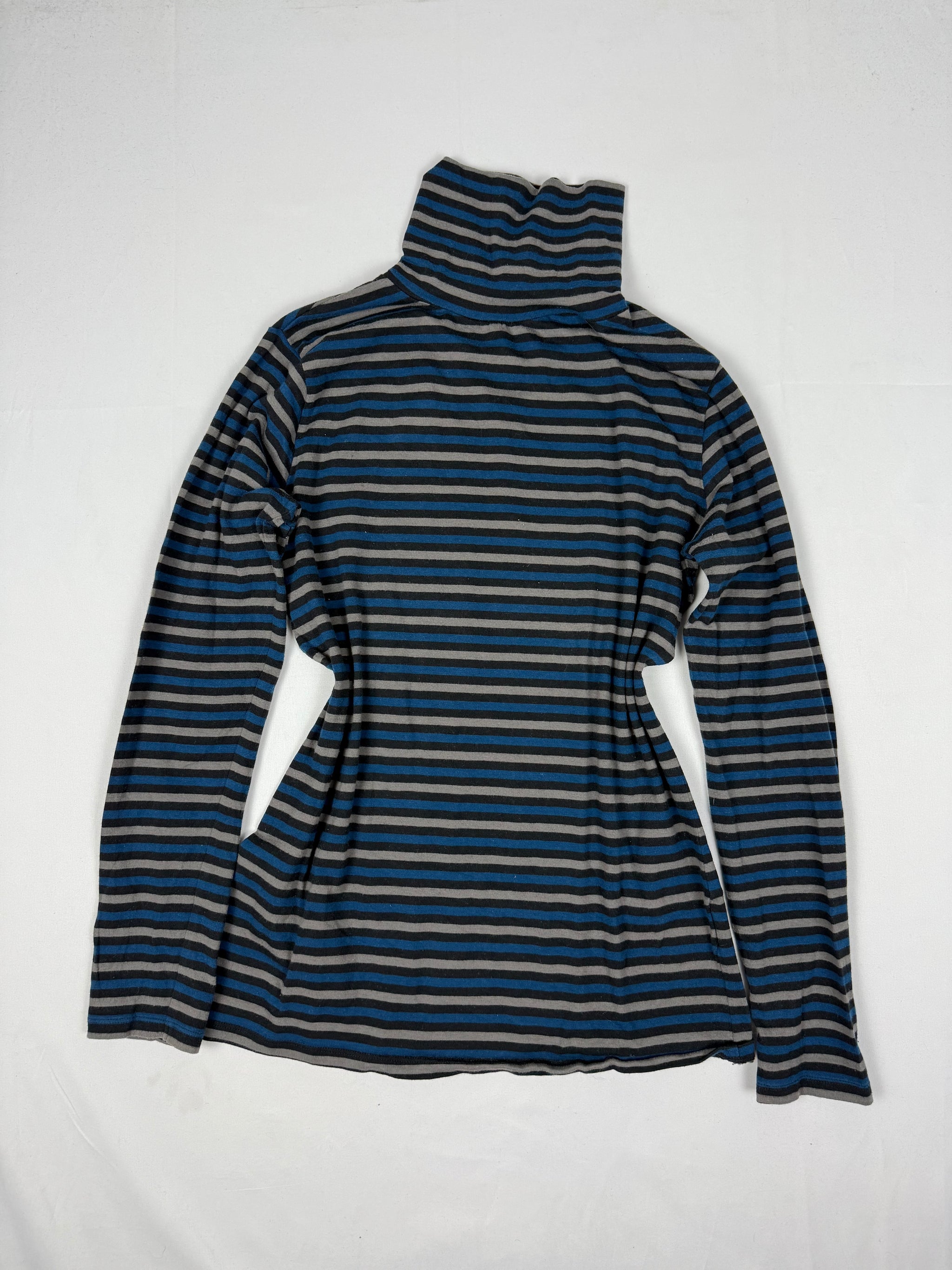 Blue striped turtleneck long sleeves top (M)