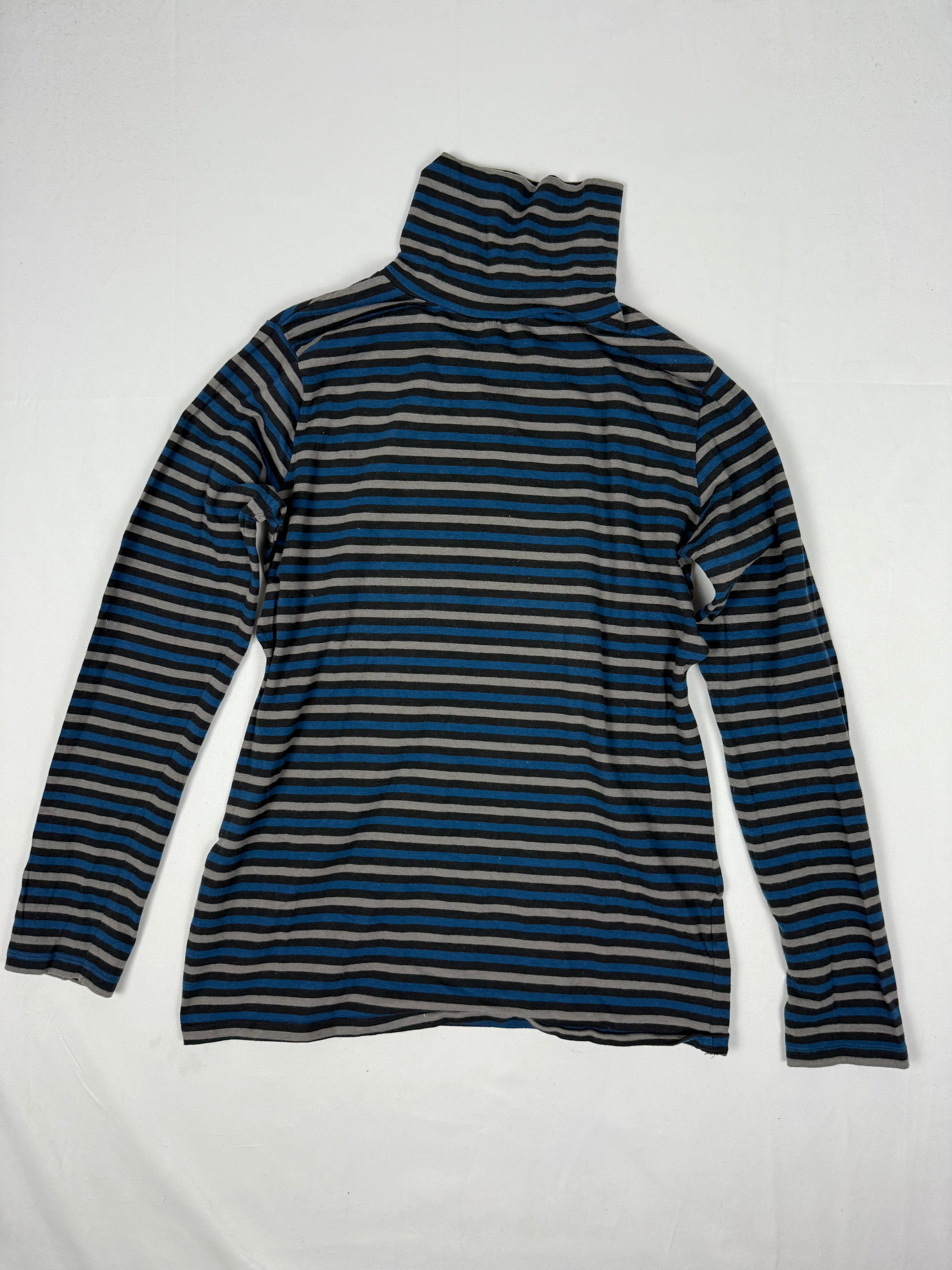Blue striped turtleneck long sleeves top (M)