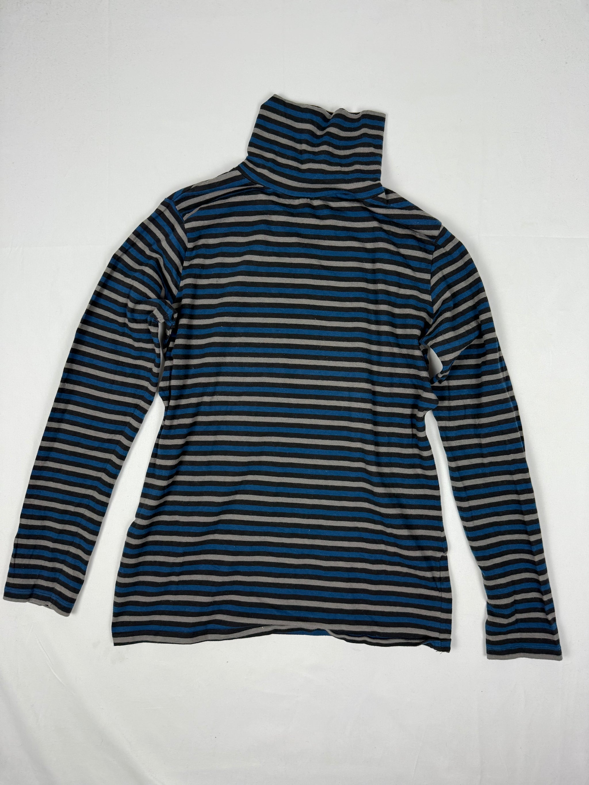 Blue striped turtleneck long sleeves top (M)