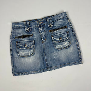 Blue denim cargo mini skirt (S/M)