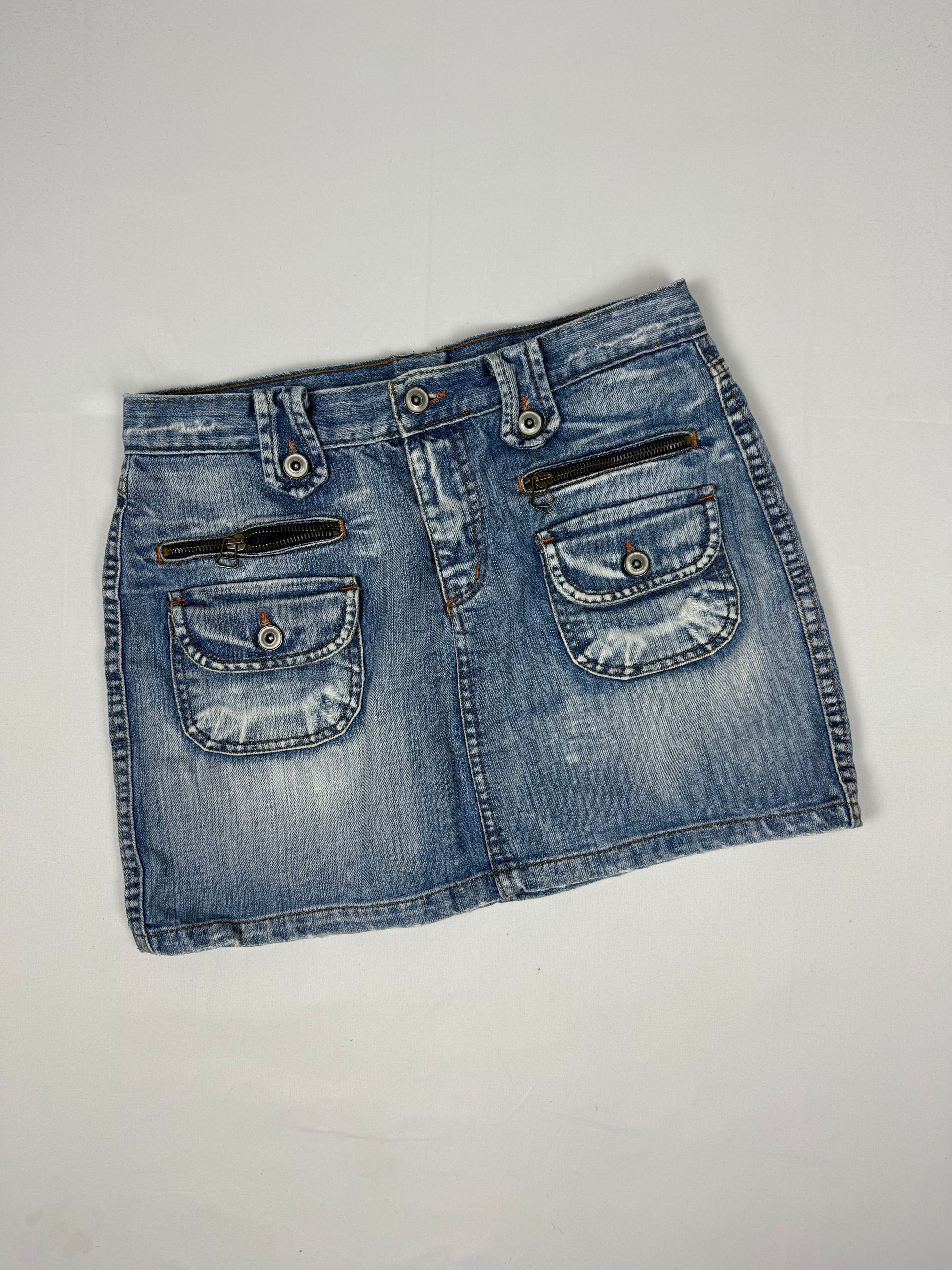 Blue denim cargo mini skirt (S/M)