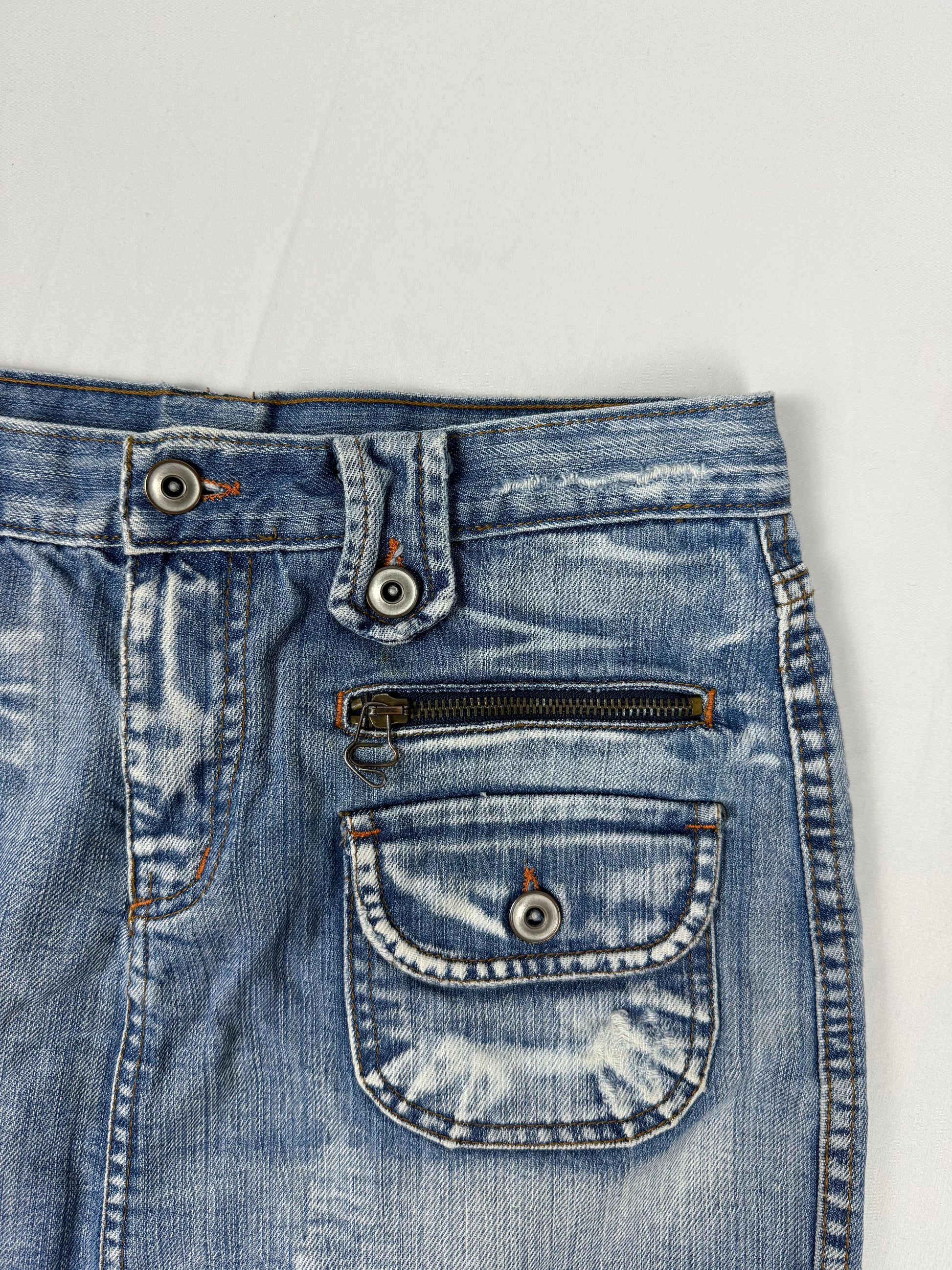 Blue denim cargo mini skirt (S/M)