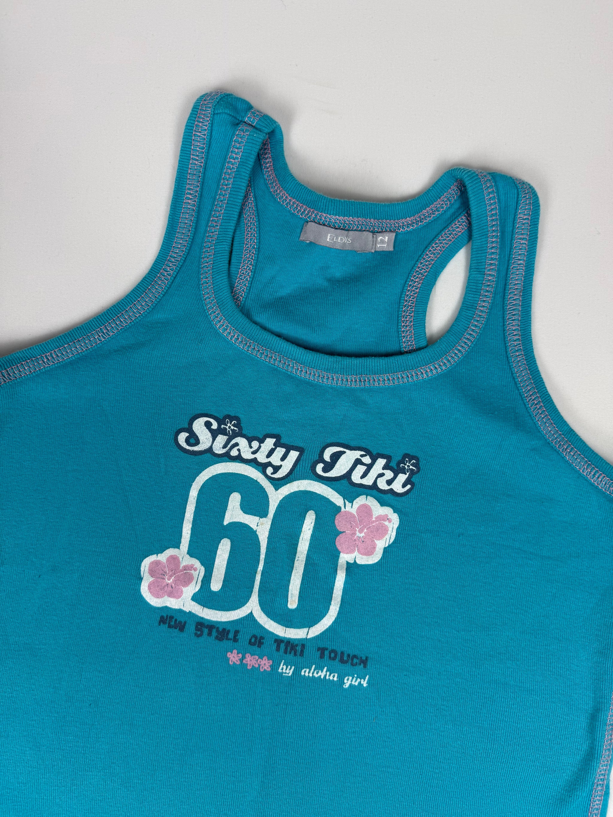 Blue graphic cotton tank top (S)