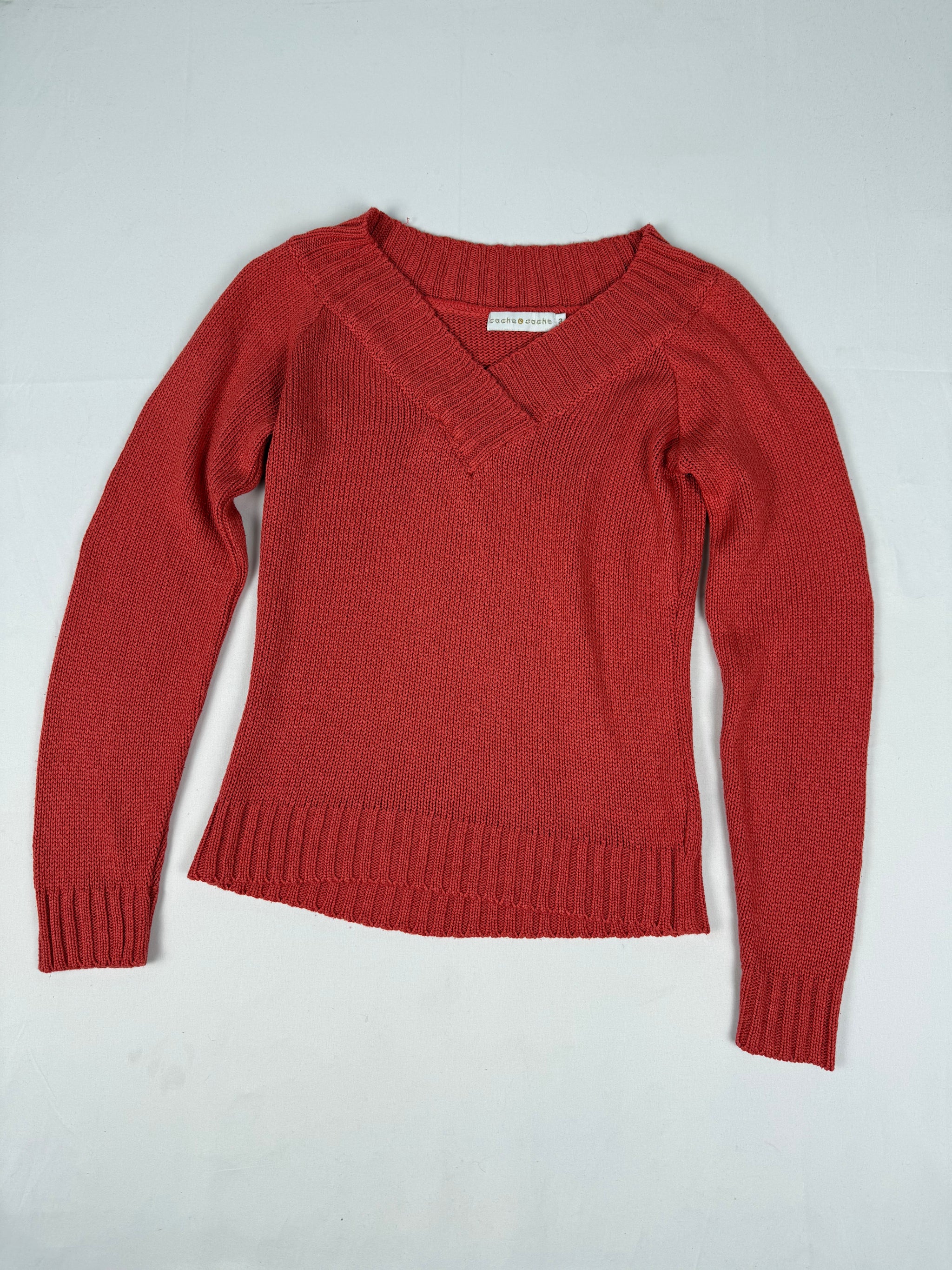 Orange V neck jumper (L)