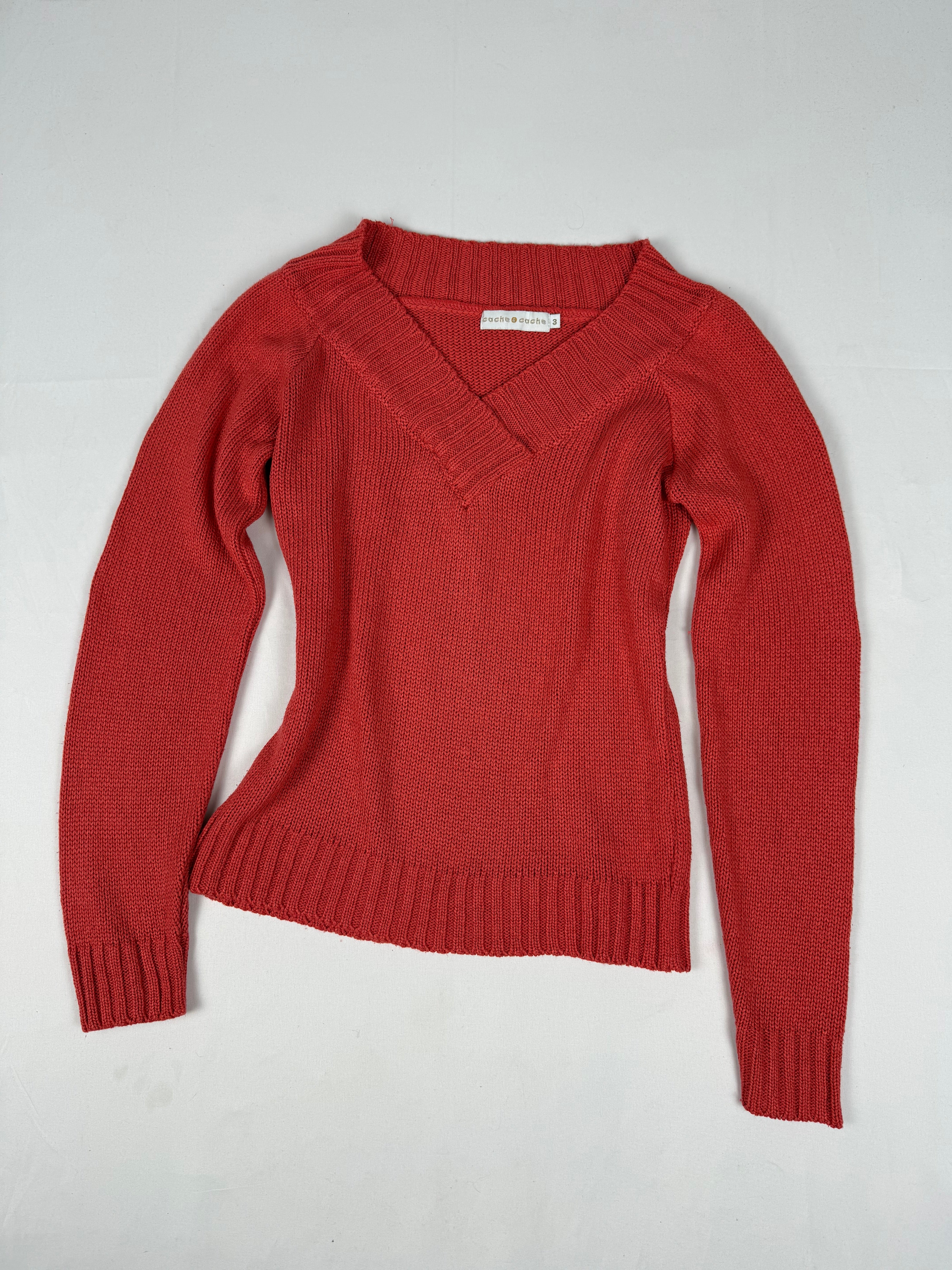 Orange V neck jumper (L)
