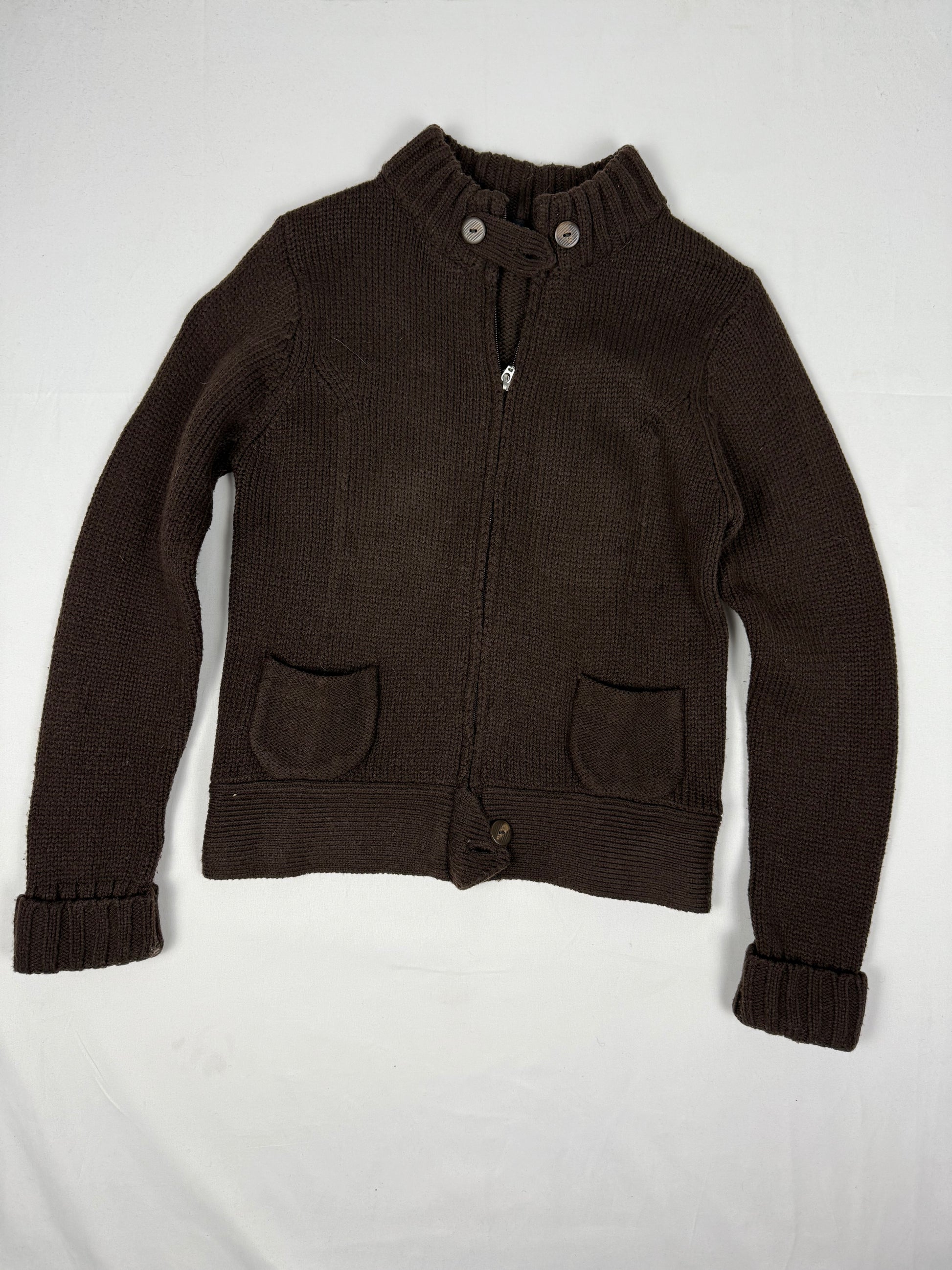 Brown zip up cardigan jumper (S/M)