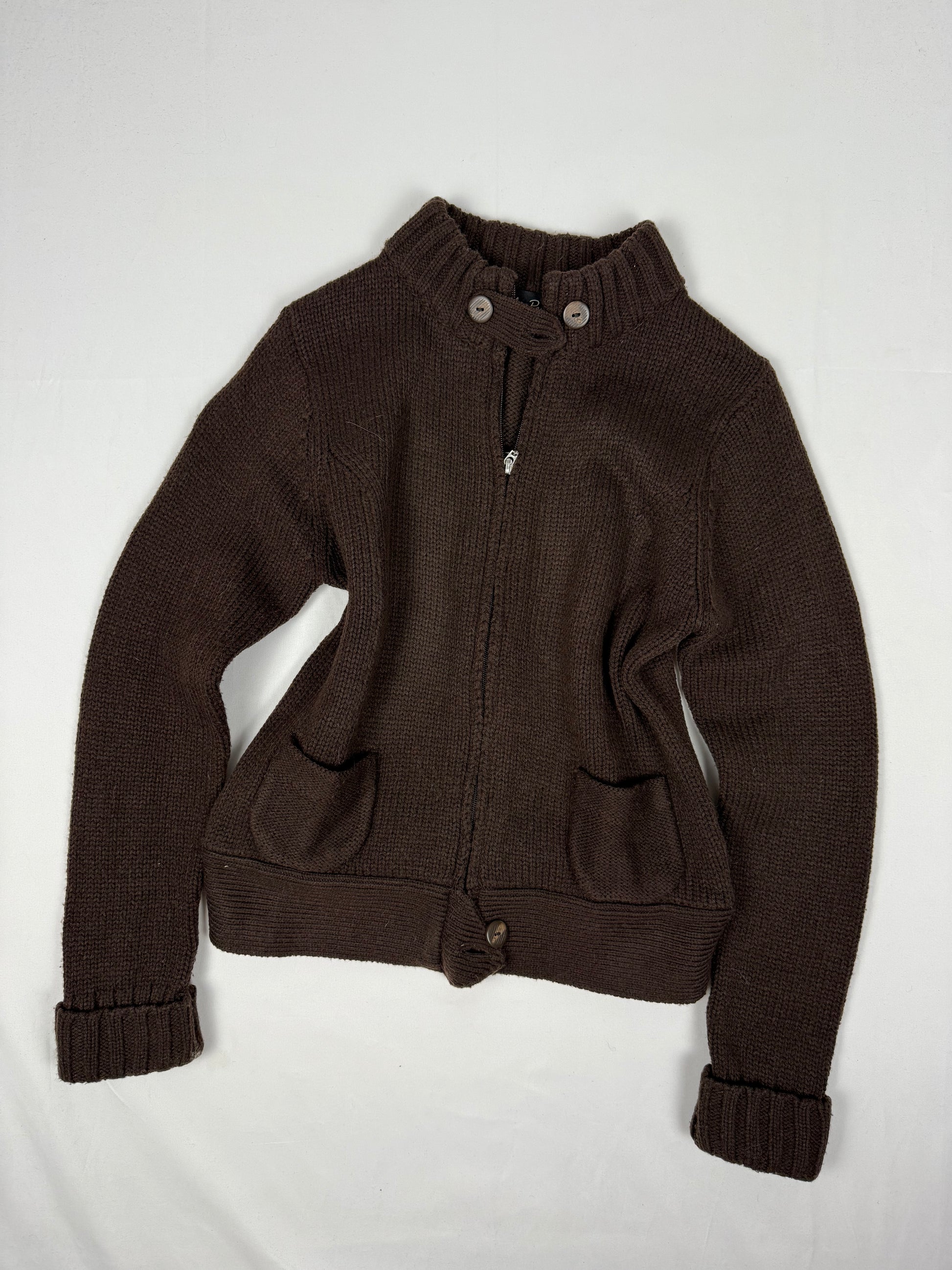 Brown zip up cardigan jumper (S/M)