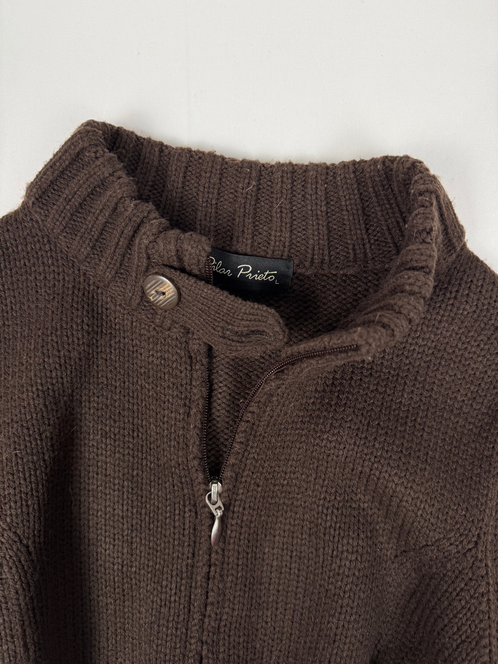 Brown zip up cardigan jumper (S/M)