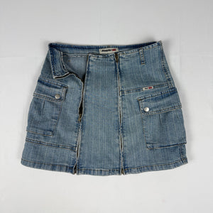 Blue denim cargo zip up mini skirt (S/M)