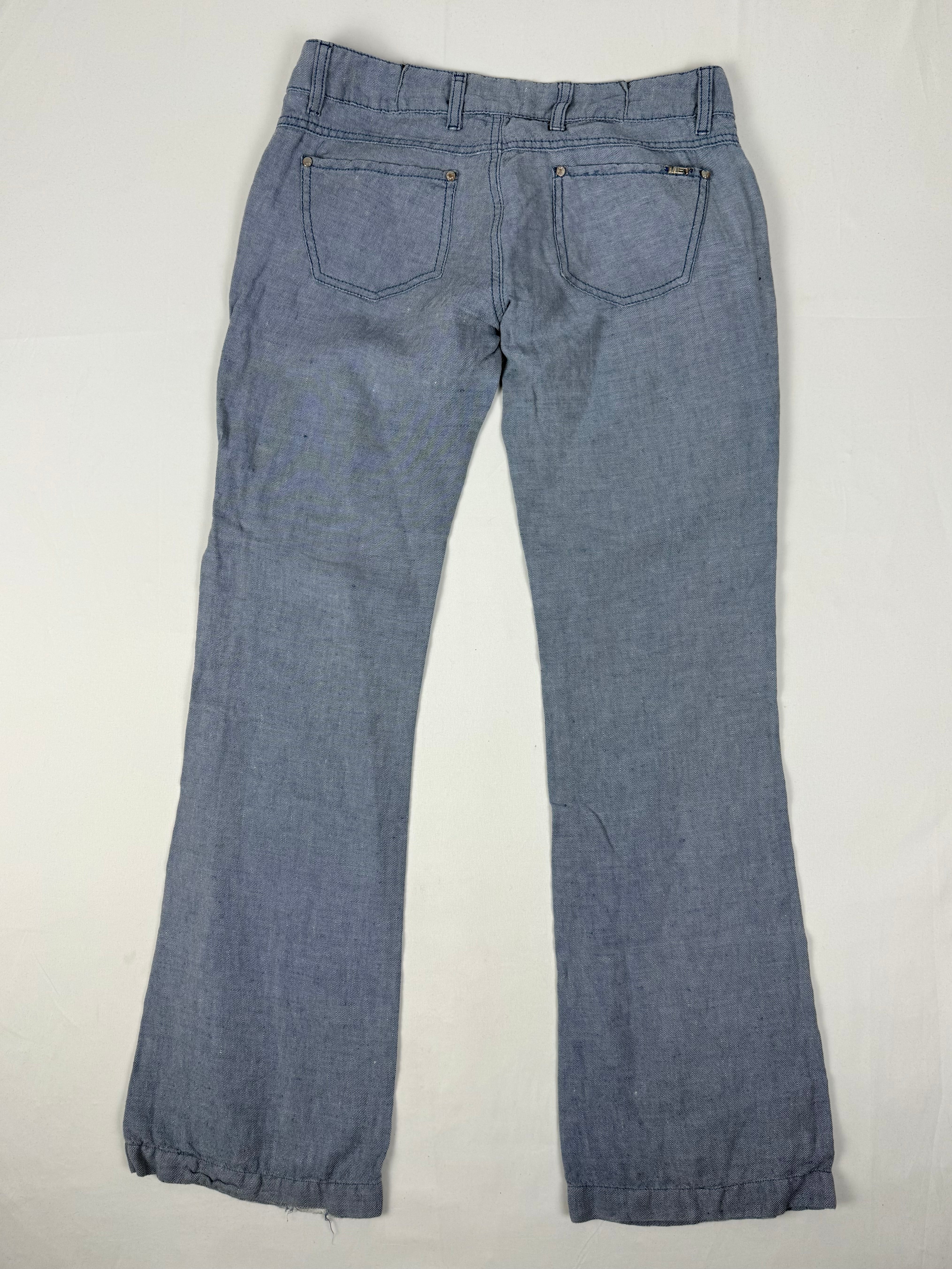 Blue cotton lightweight low rise flare pants (XS)