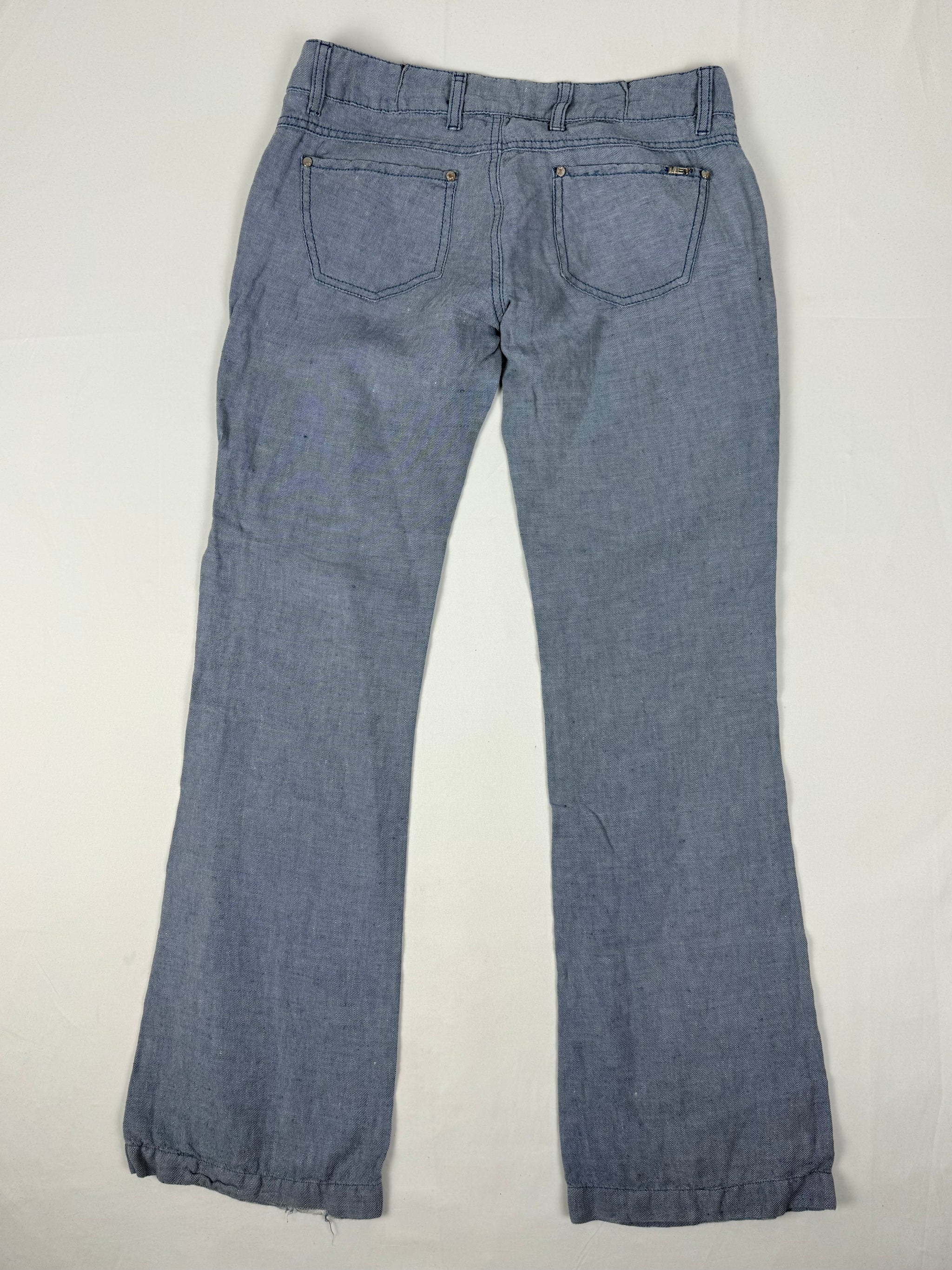 Blue cotton lightweight low rise flare pants (XS)