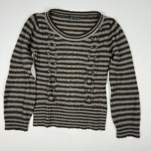 Khaki striped flared sleeves jumper (S/M)