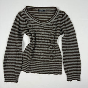 Khaki striped flared sleeves jumper (S/M)