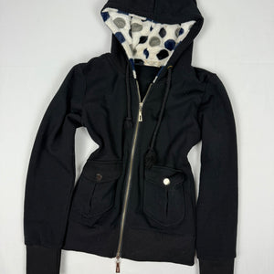 Black inside fleece zip up hoodie (S)