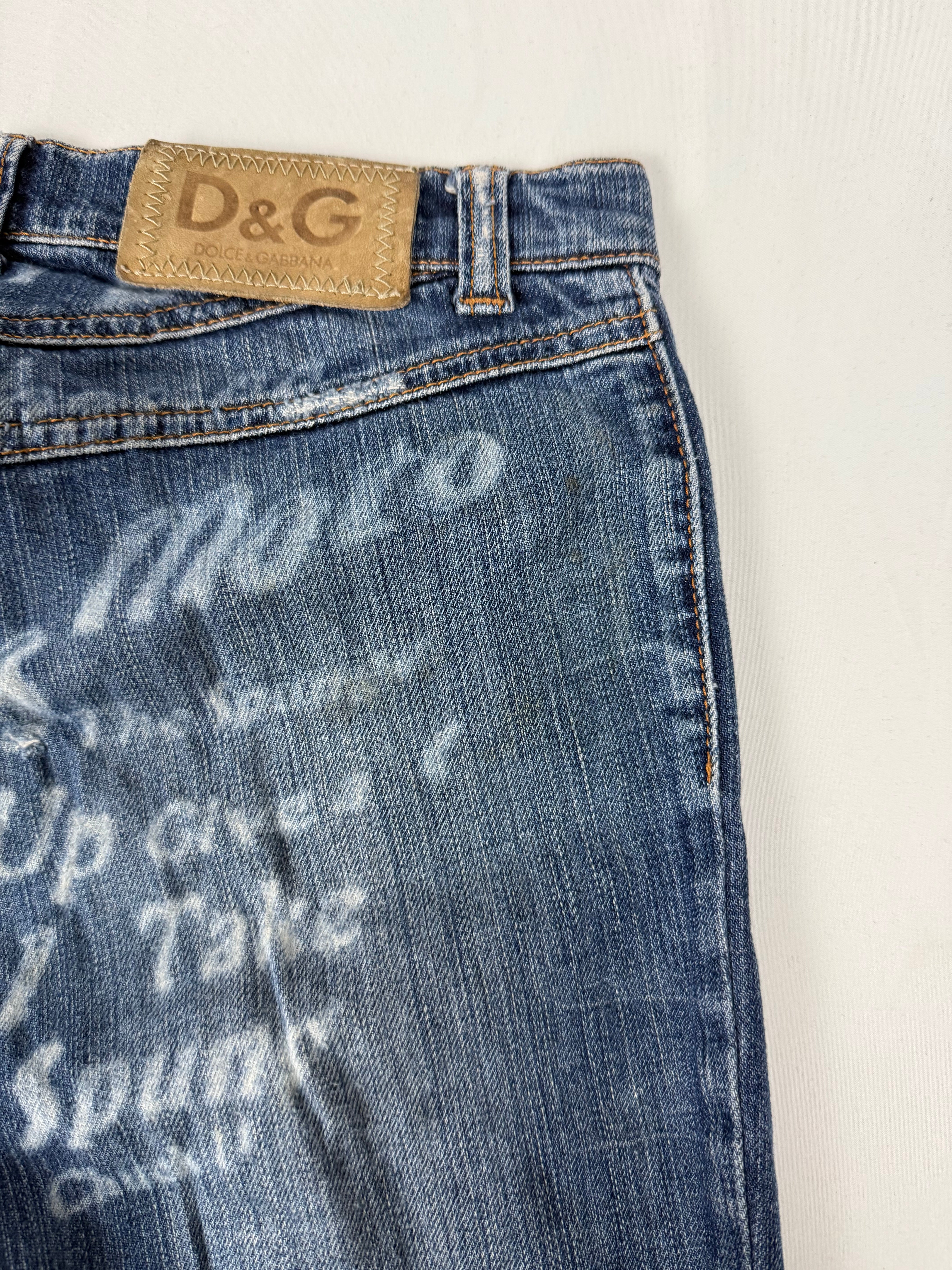 Blue low rise denim flare pants (M)