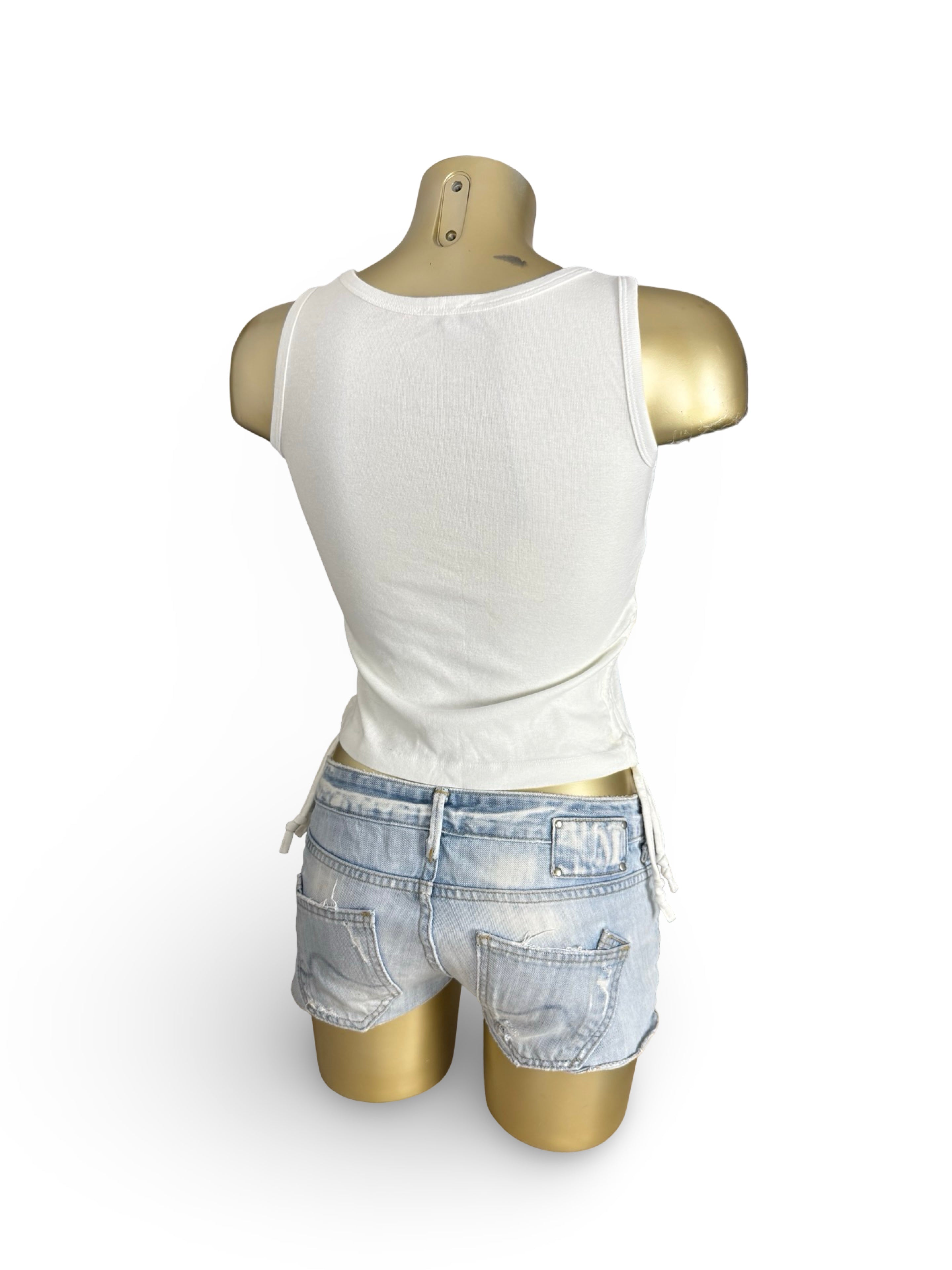 White graphic cotton tank top (S)
