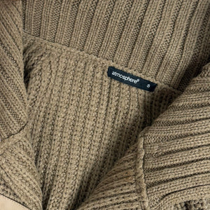 Khaki ribbed cardigan jumper (S)