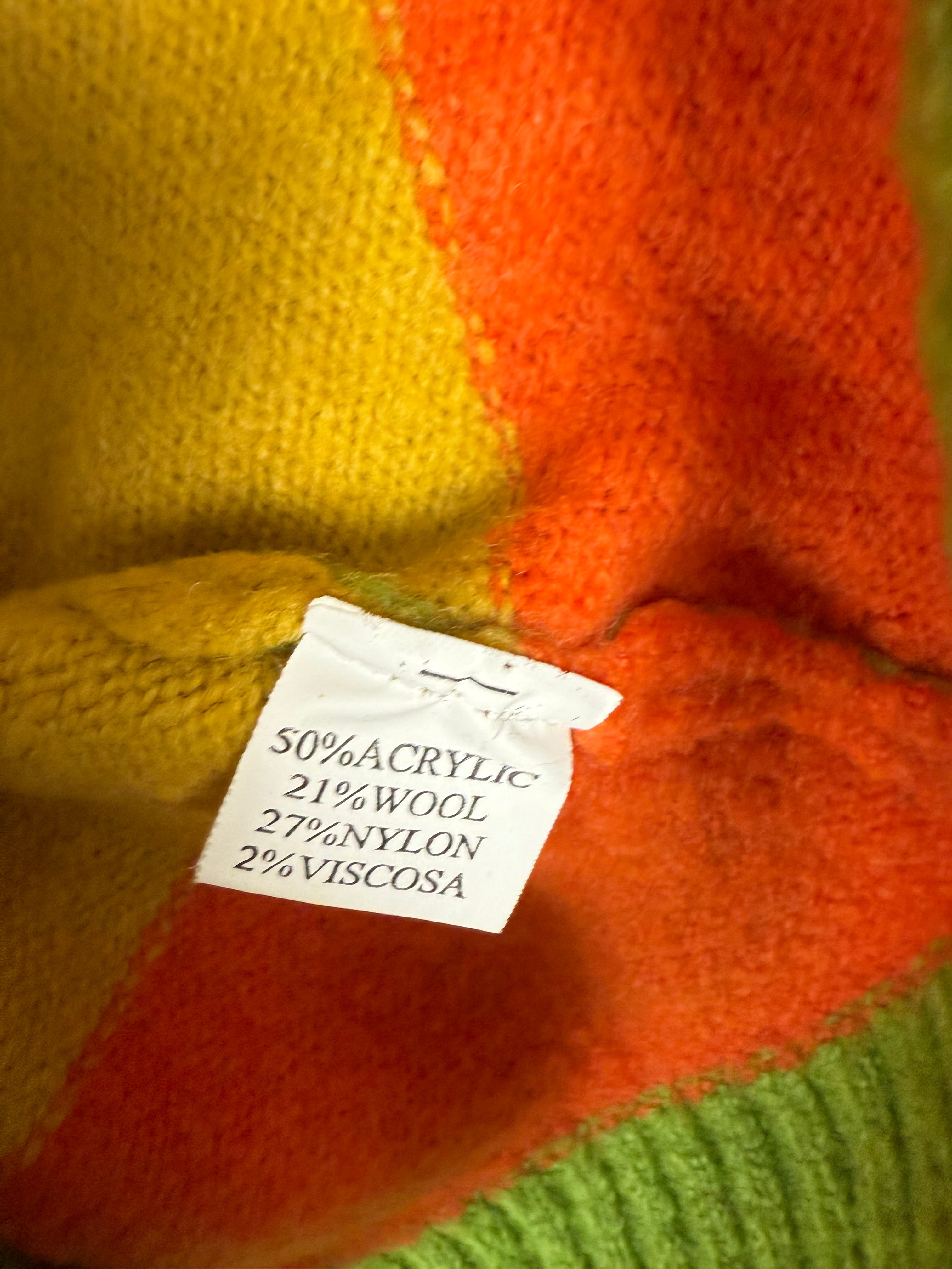 Green striped turtleneck wool jumper (S/M)