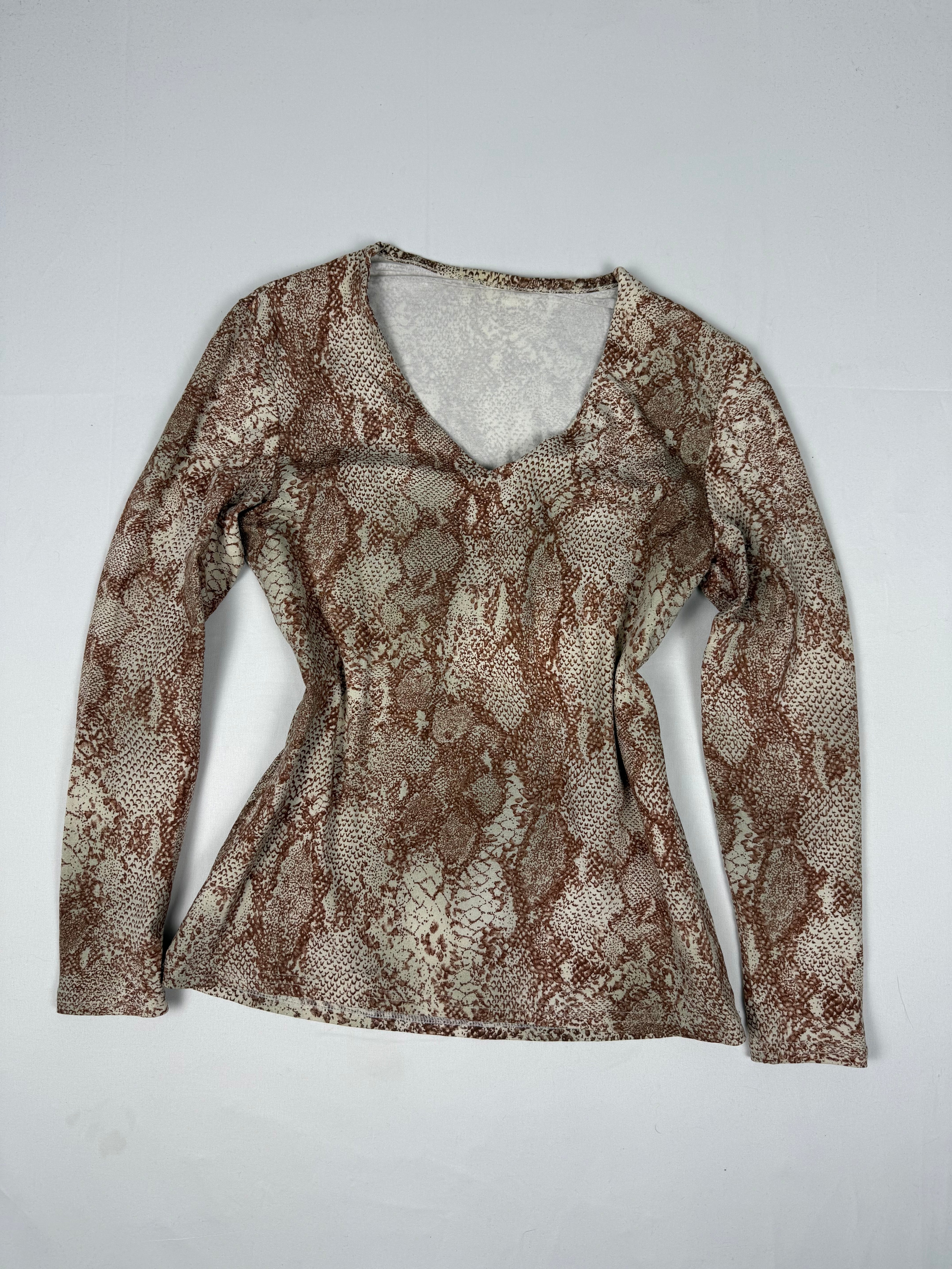 Brown snake print  long sleeves shirt (S/M)