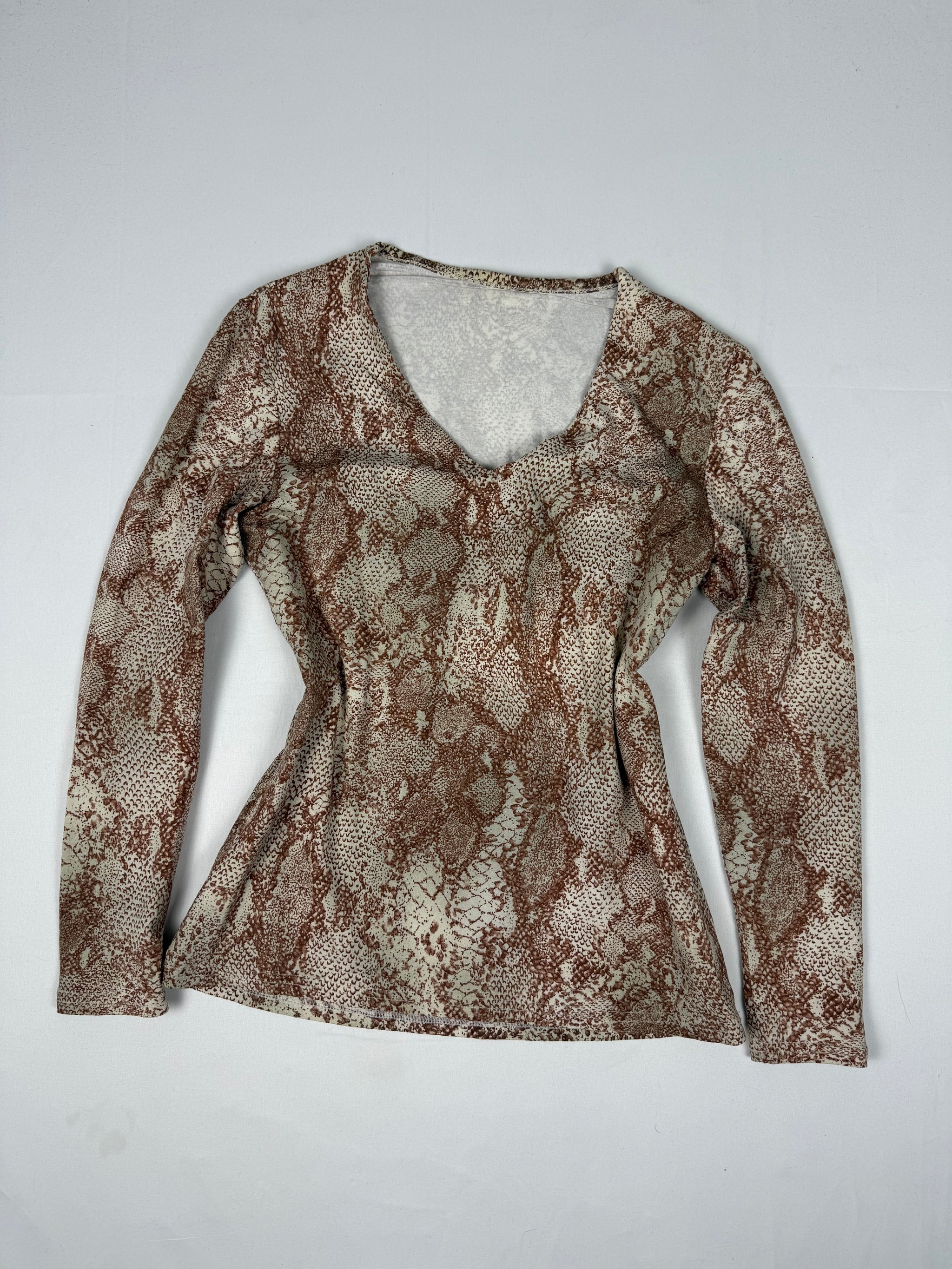 Brown snake print  long sleeves shirt (S/M)