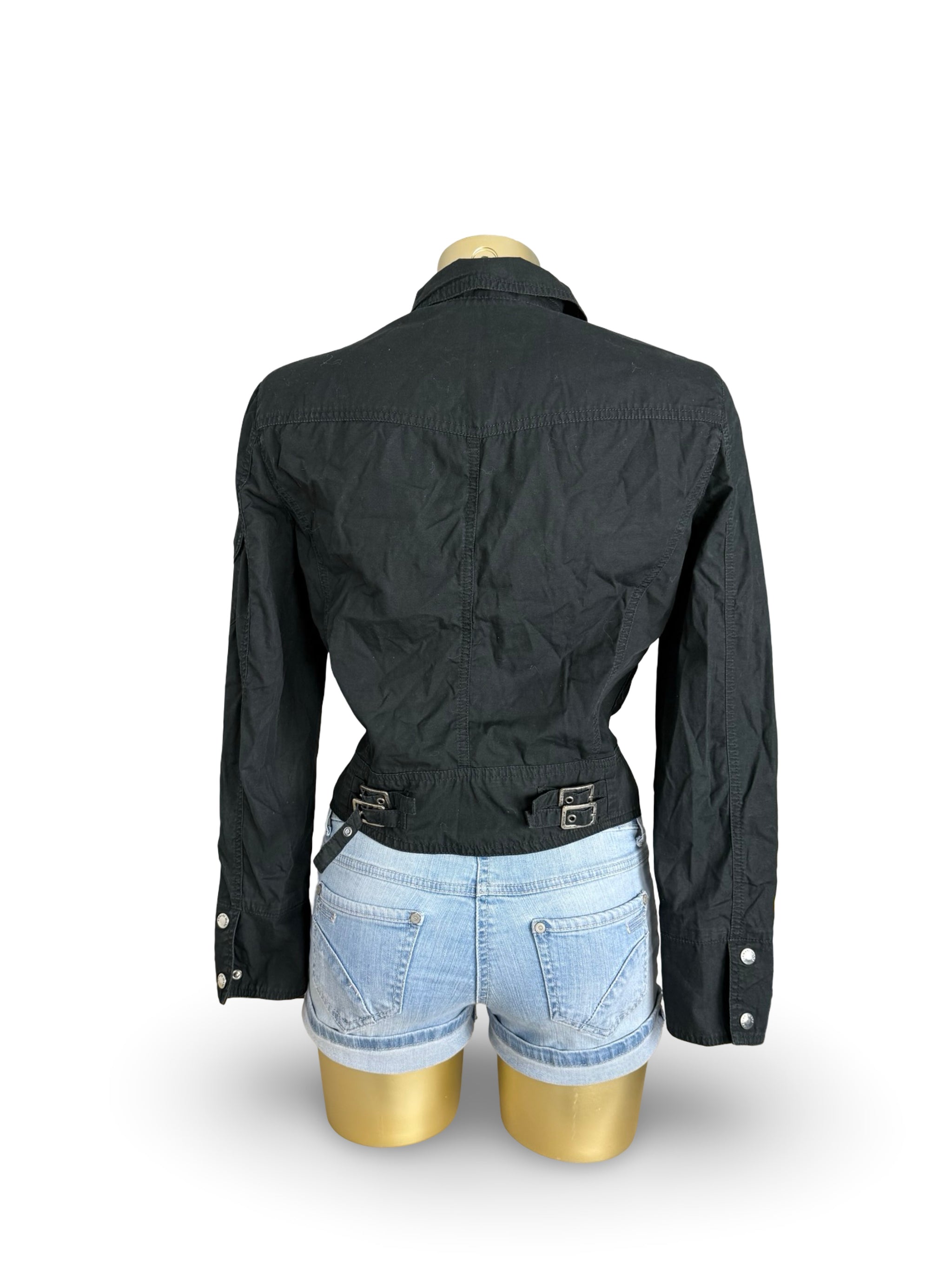 Black zip up biker jacket (S)