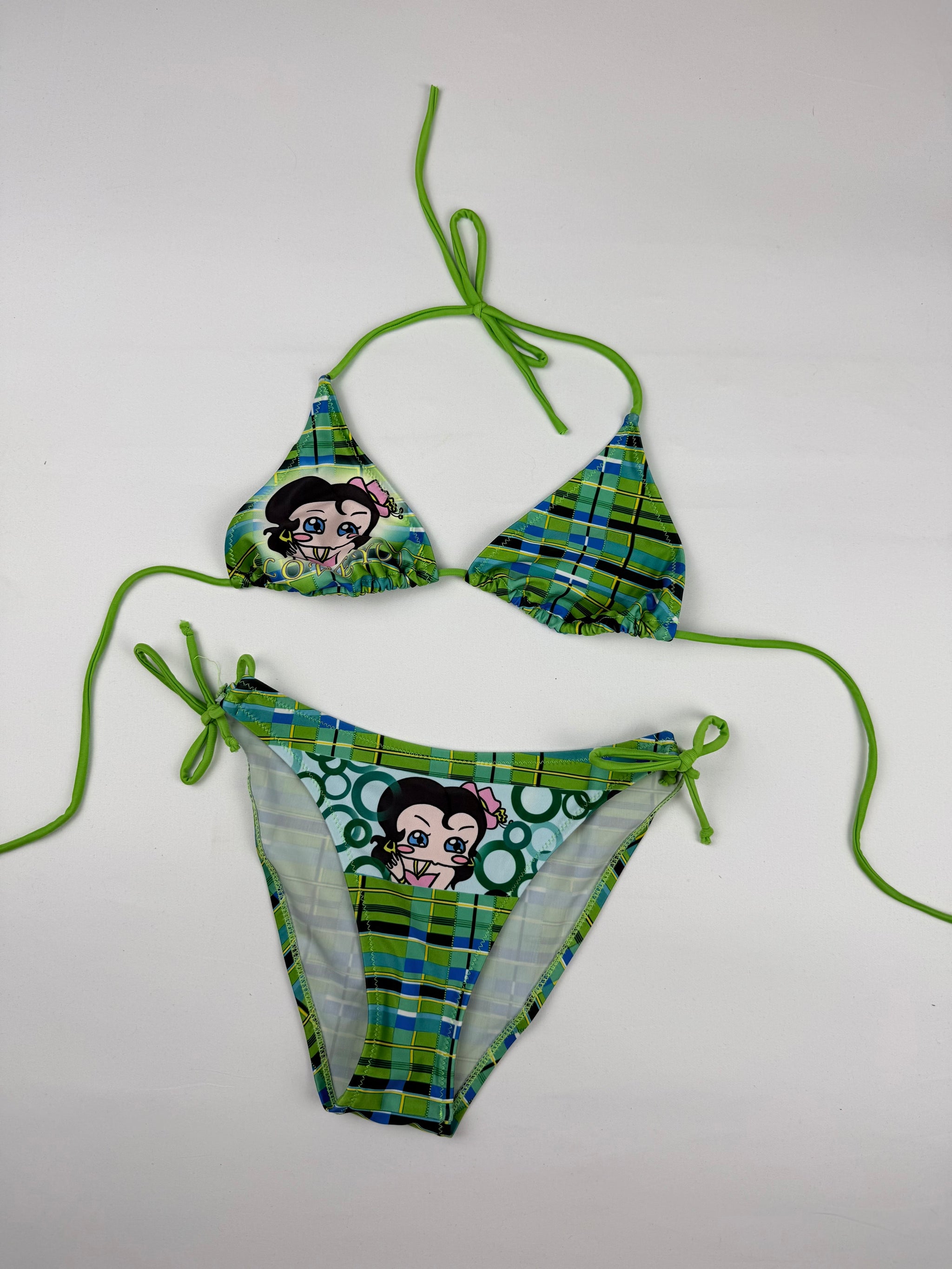 Green graphic bikini set (S)