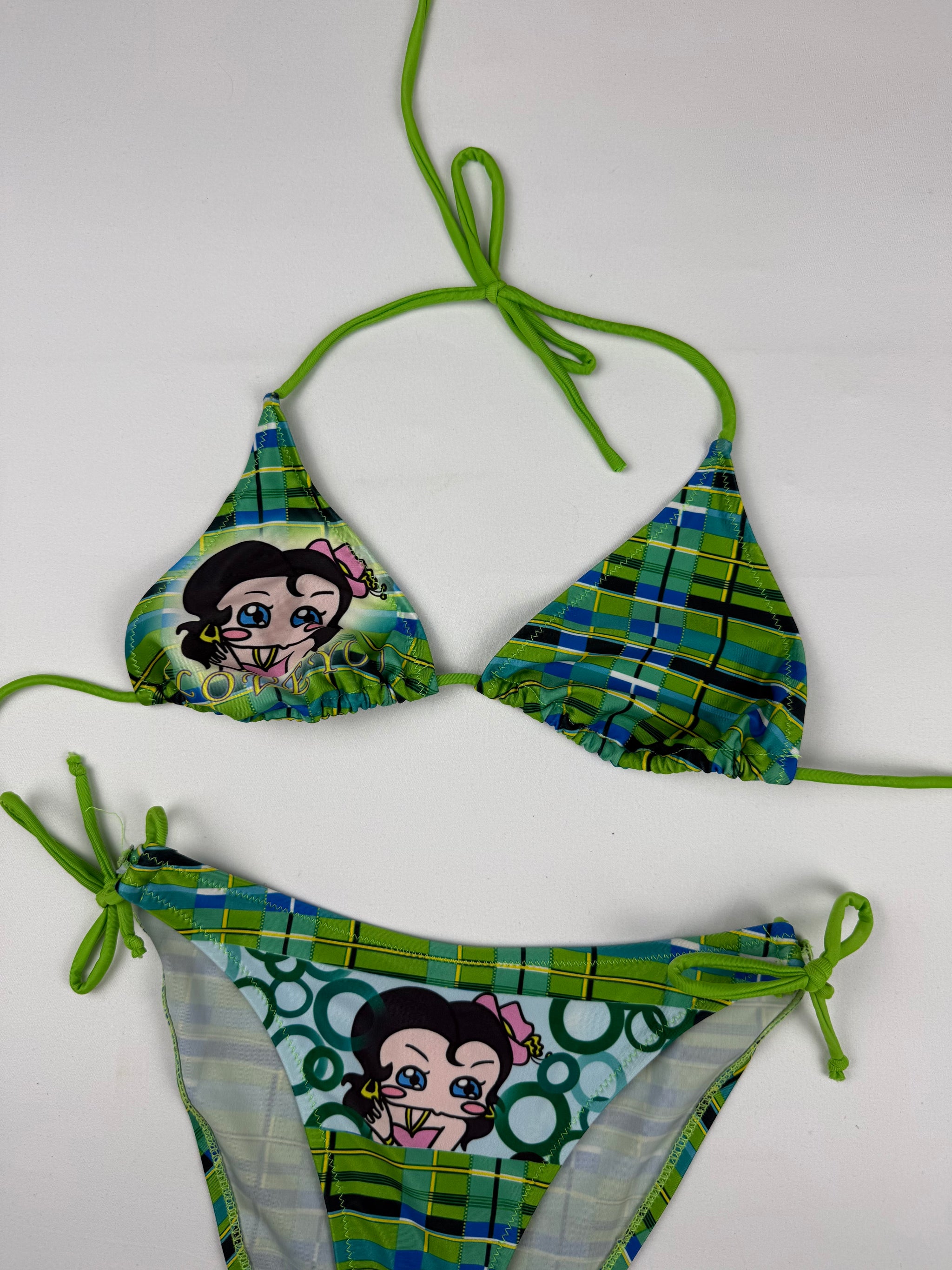 Green graphic bikini set (S)