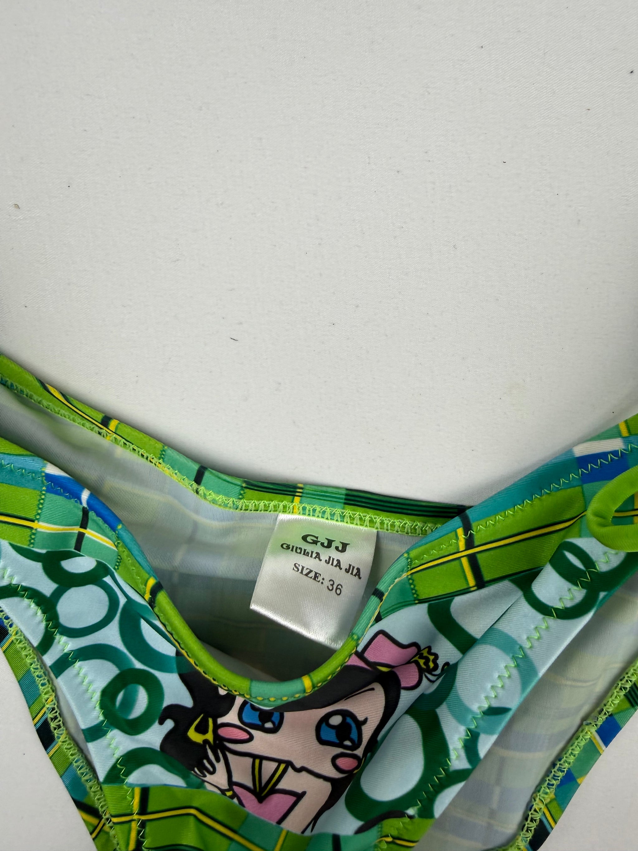 Green graphic bikini set (S)