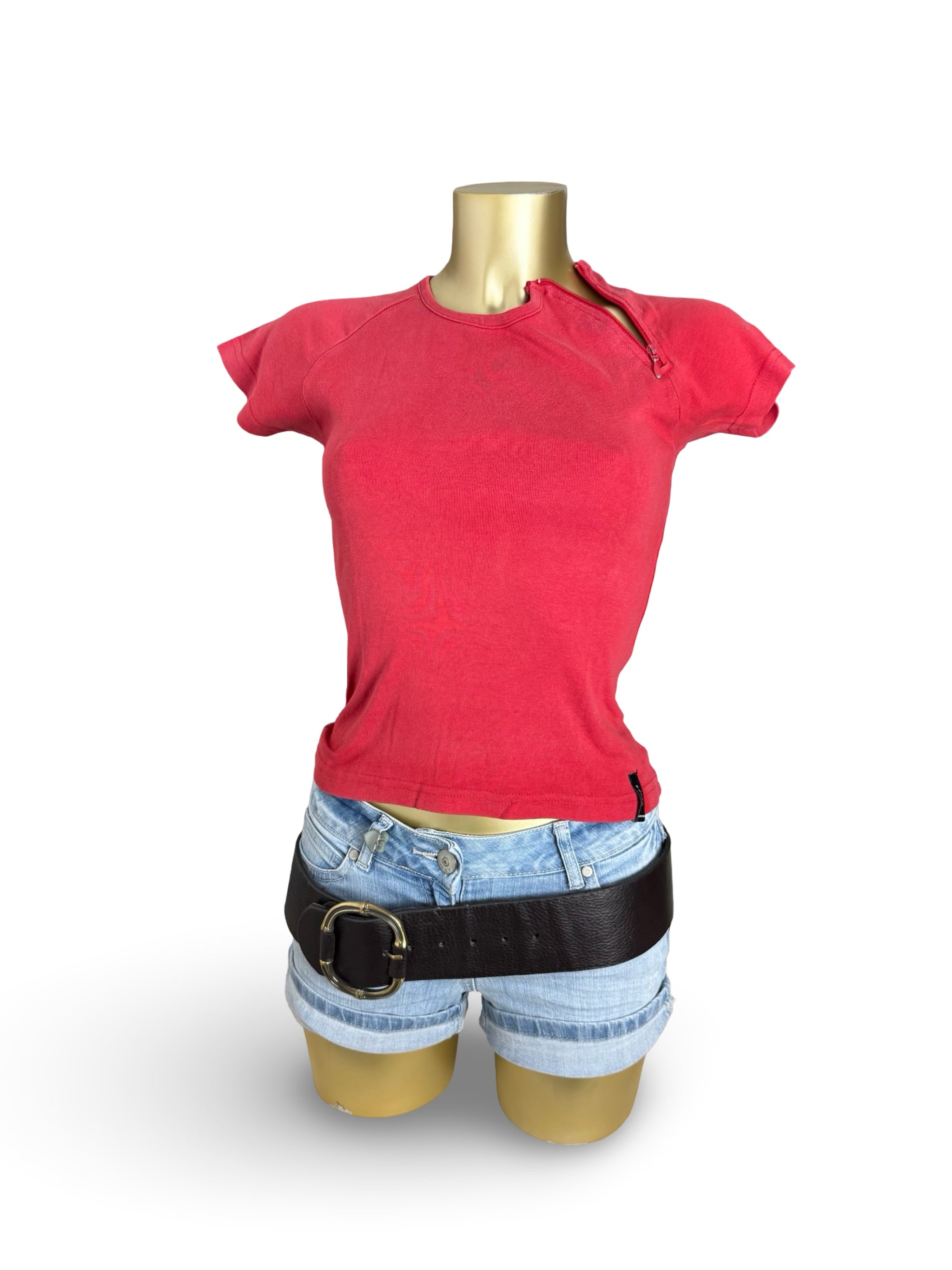 Red cotton tight fit tee (S)