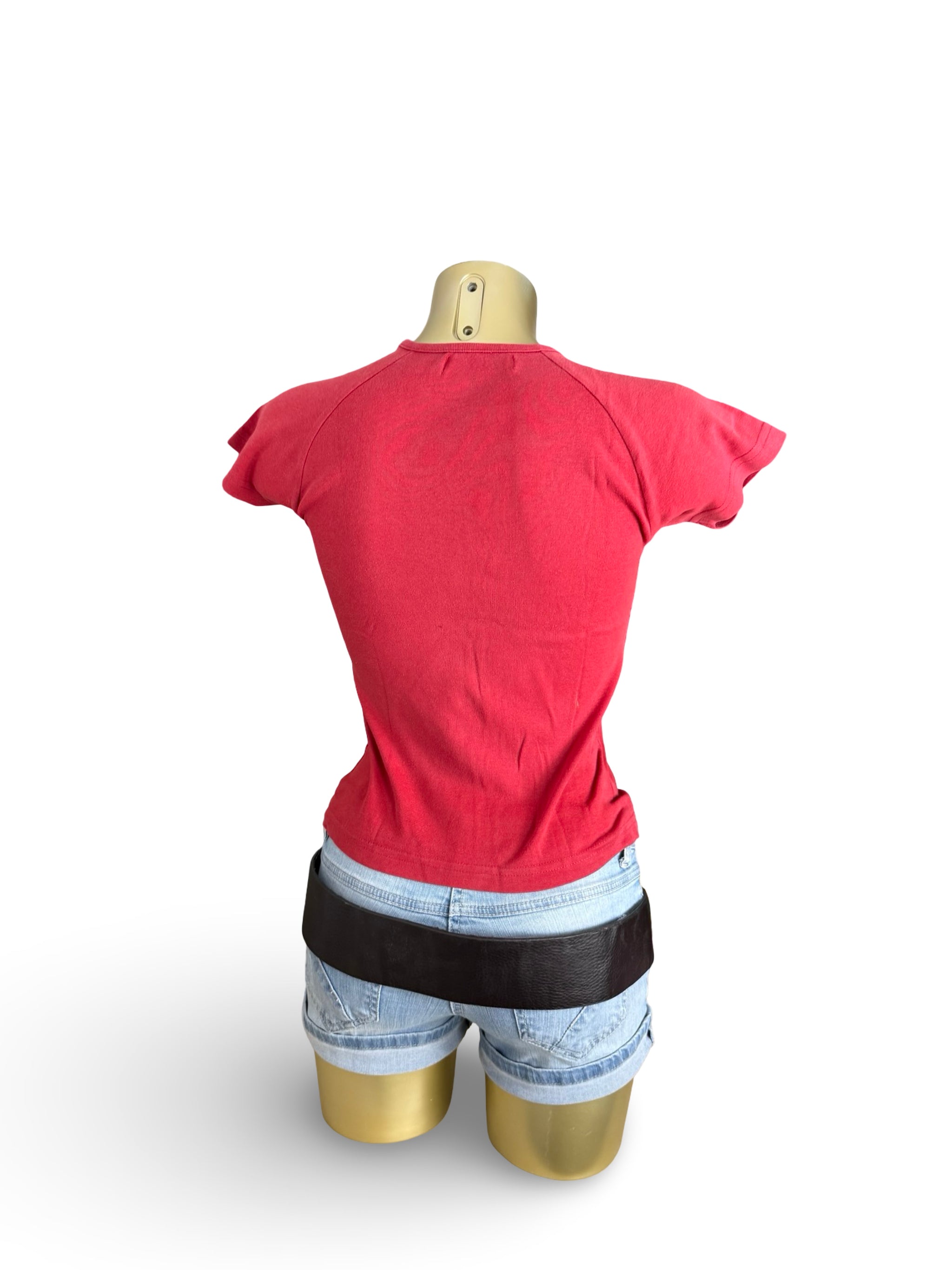 Red cotton tight fit tee (S)
